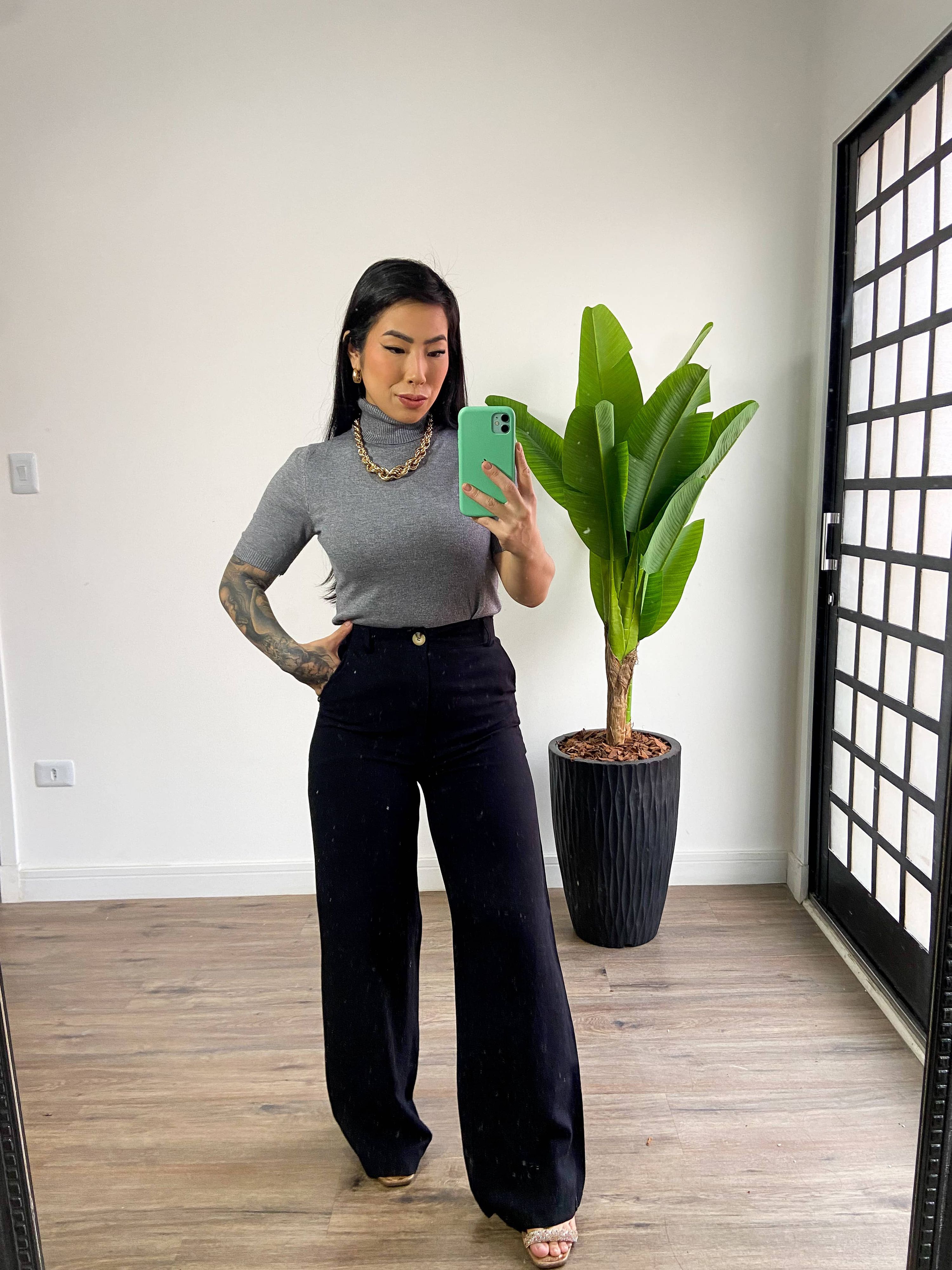 Calça Linho Carla SD06- Preto 