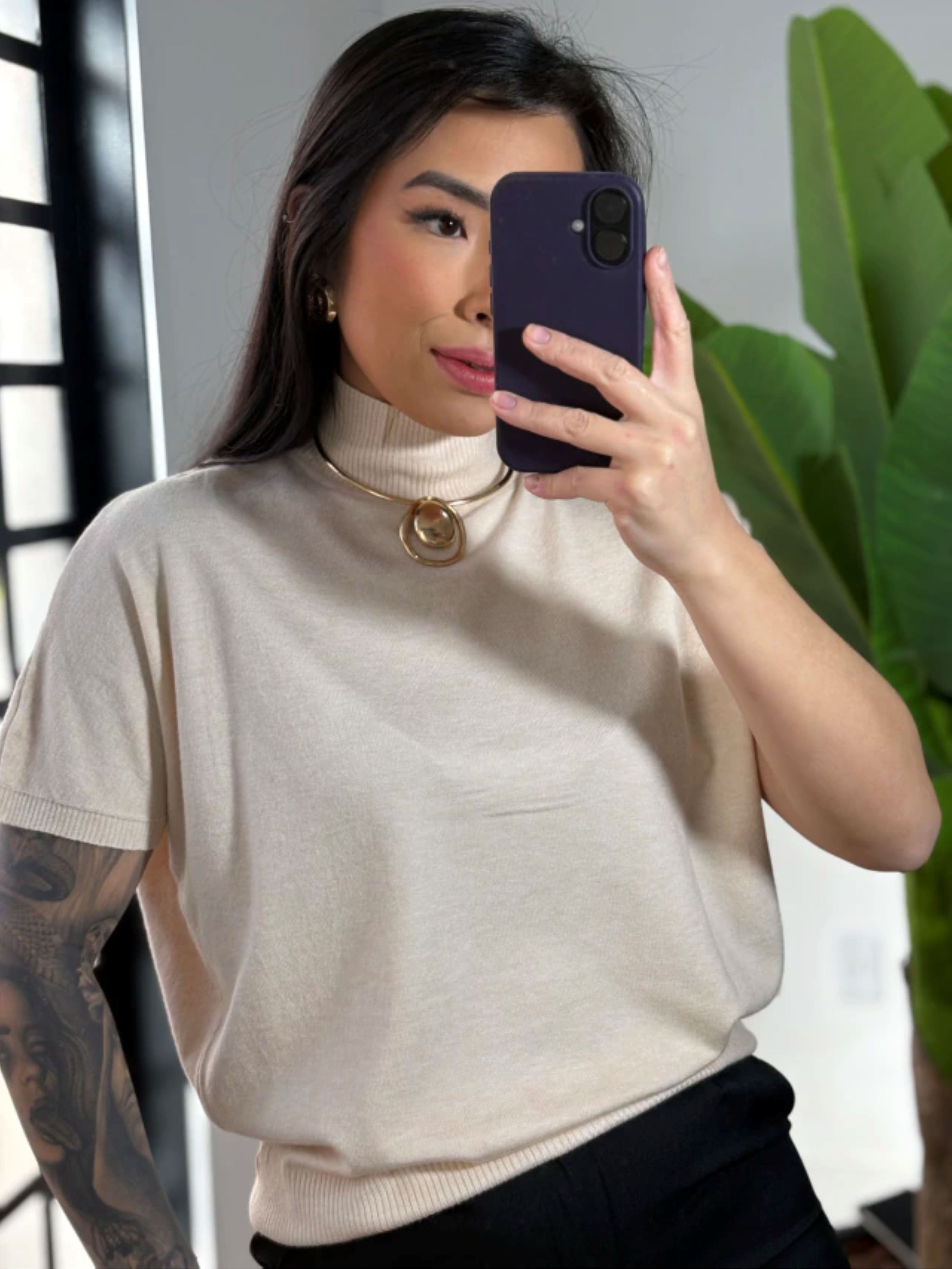 Blusa Tricô Sdney 62022 - Bege 