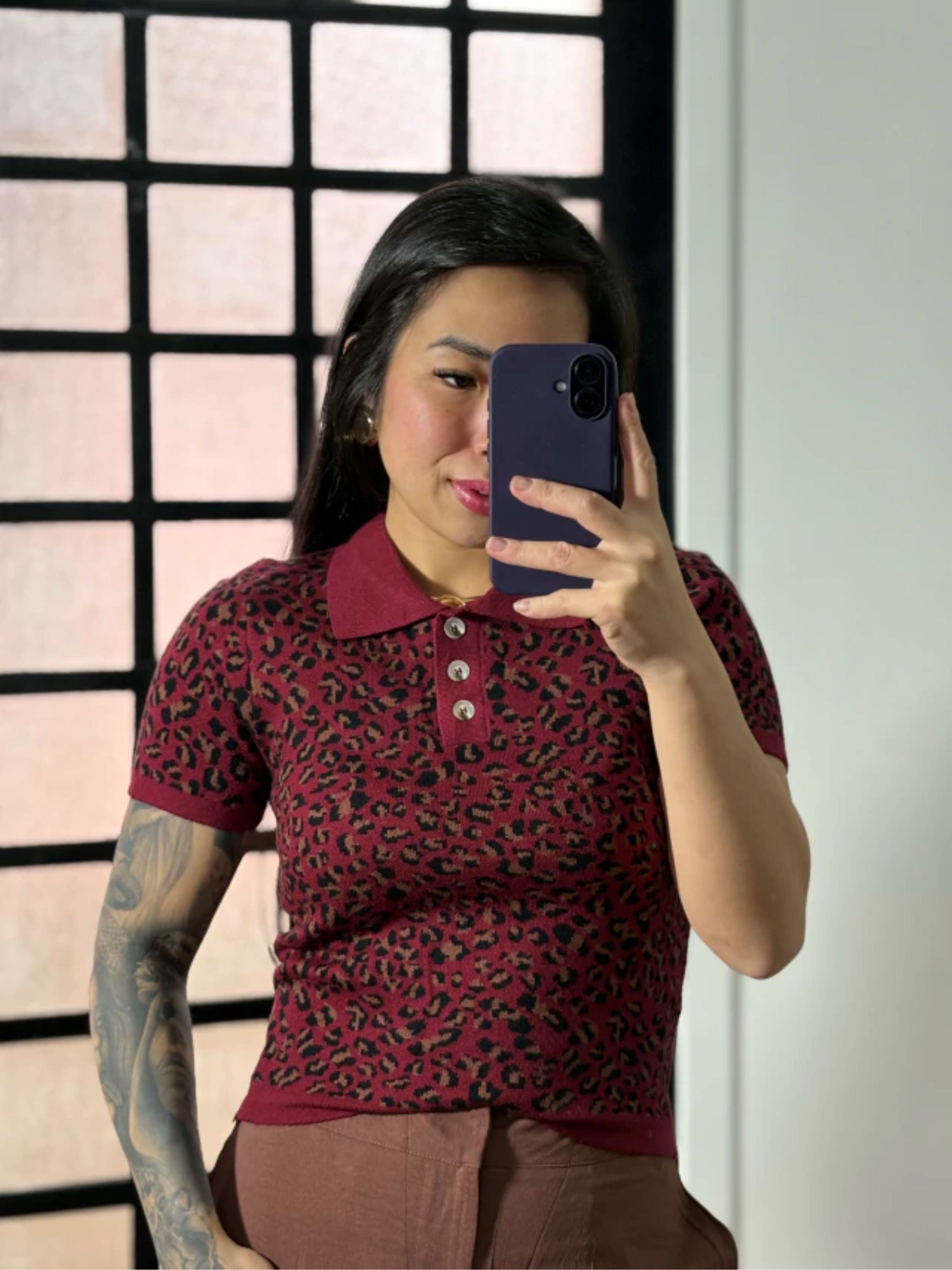 Blusa onçinha gola 8167 - Vinho