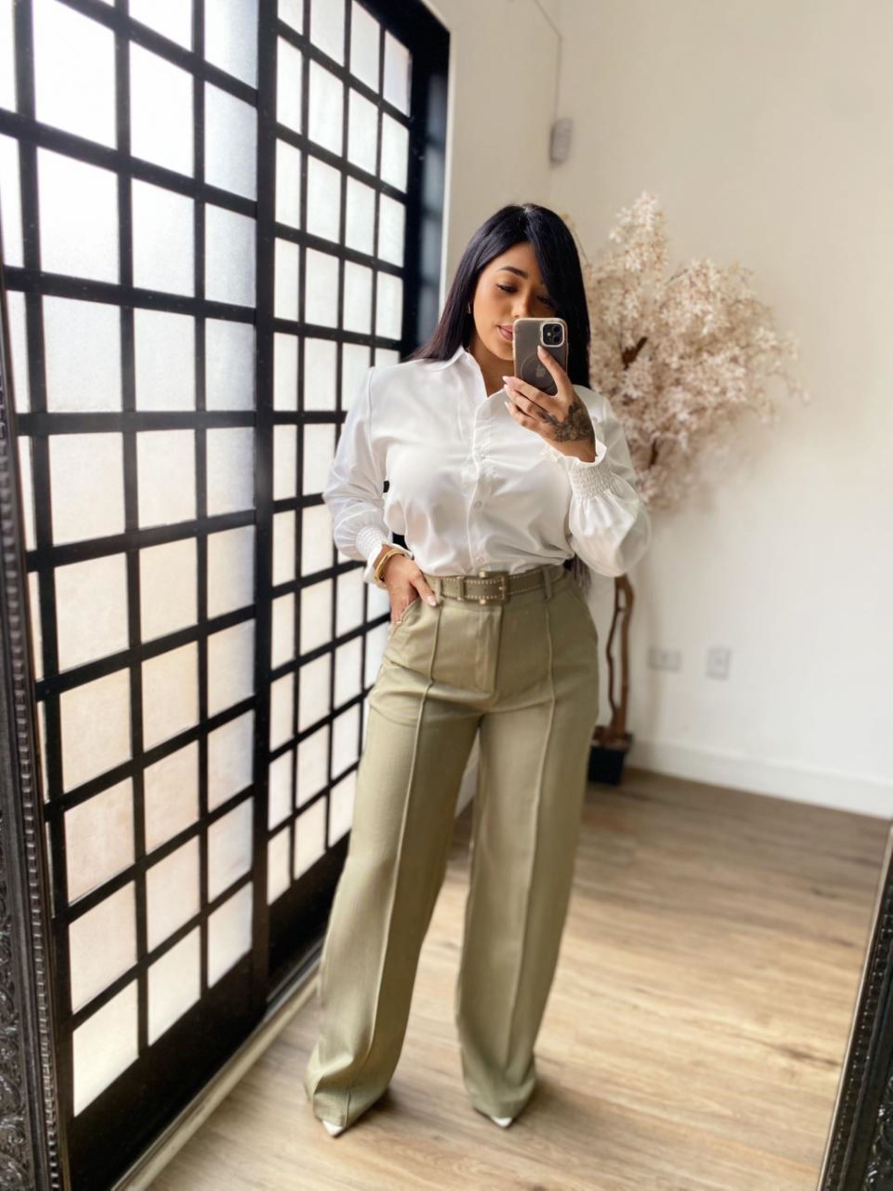 Calça Pantalona C/ Cinto Atena 3490 - Verde C117