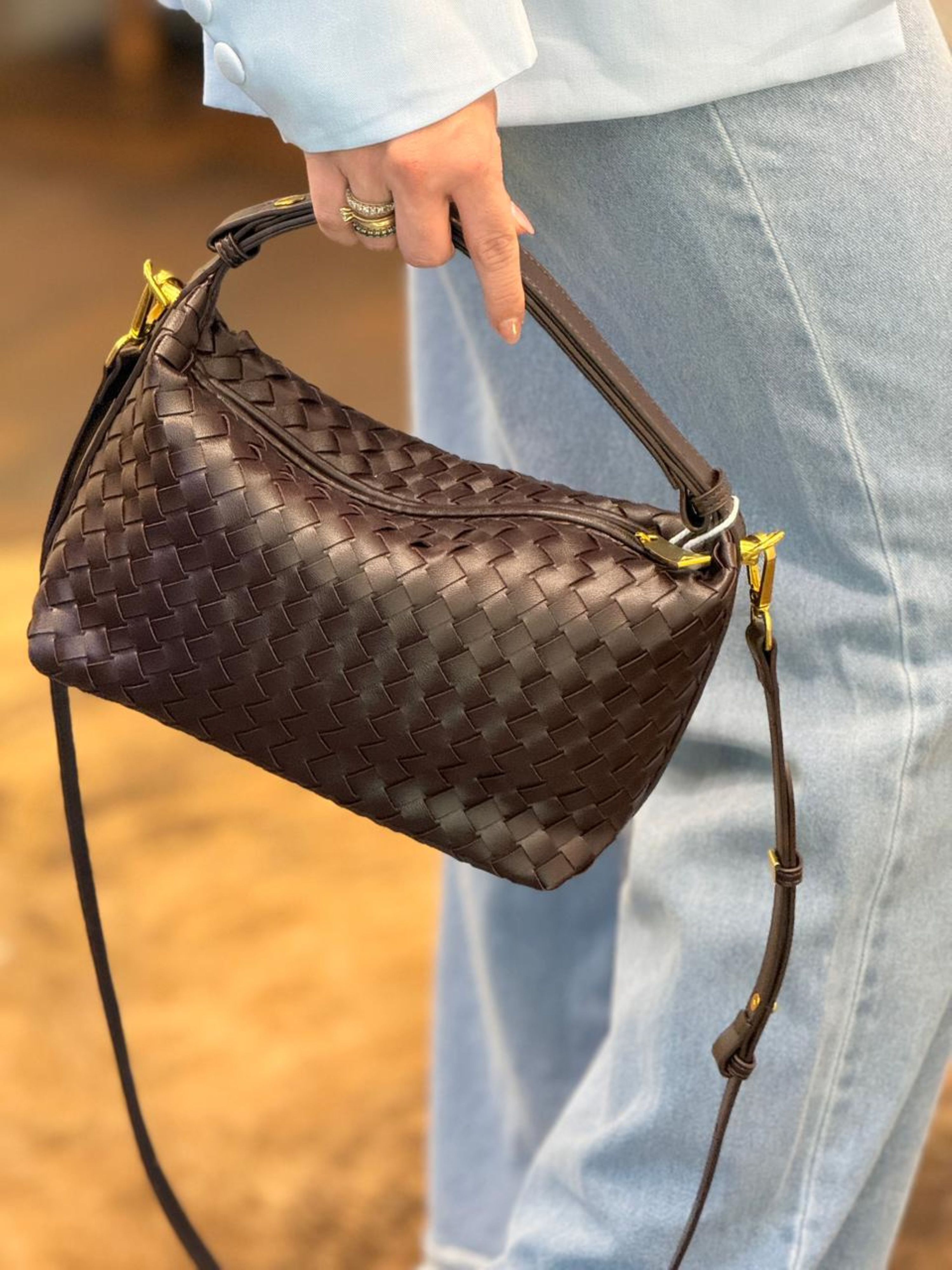 Bolsa Trançada Média - Marrom Café 