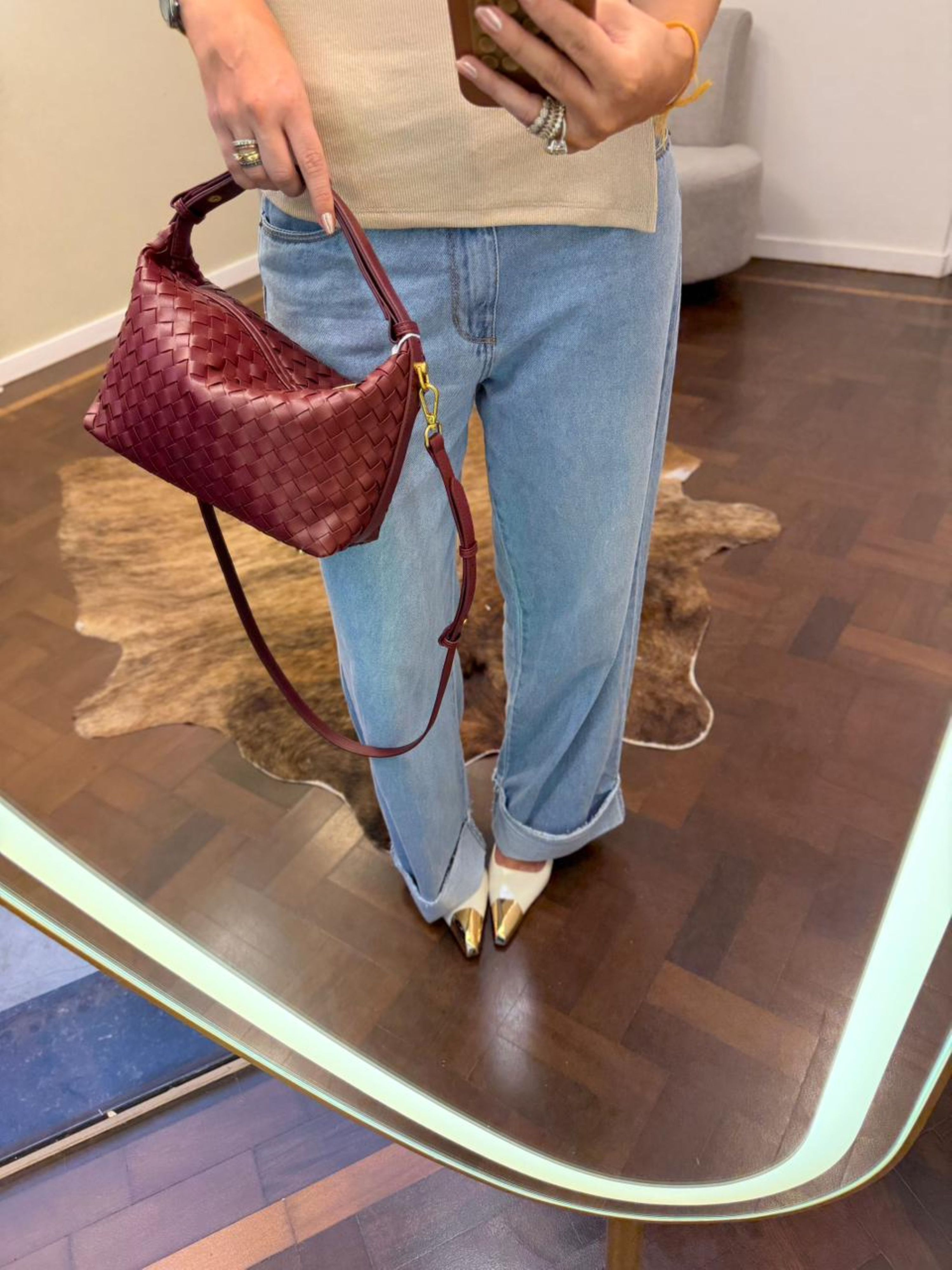  Bolsa Trançada Média - Vinho 