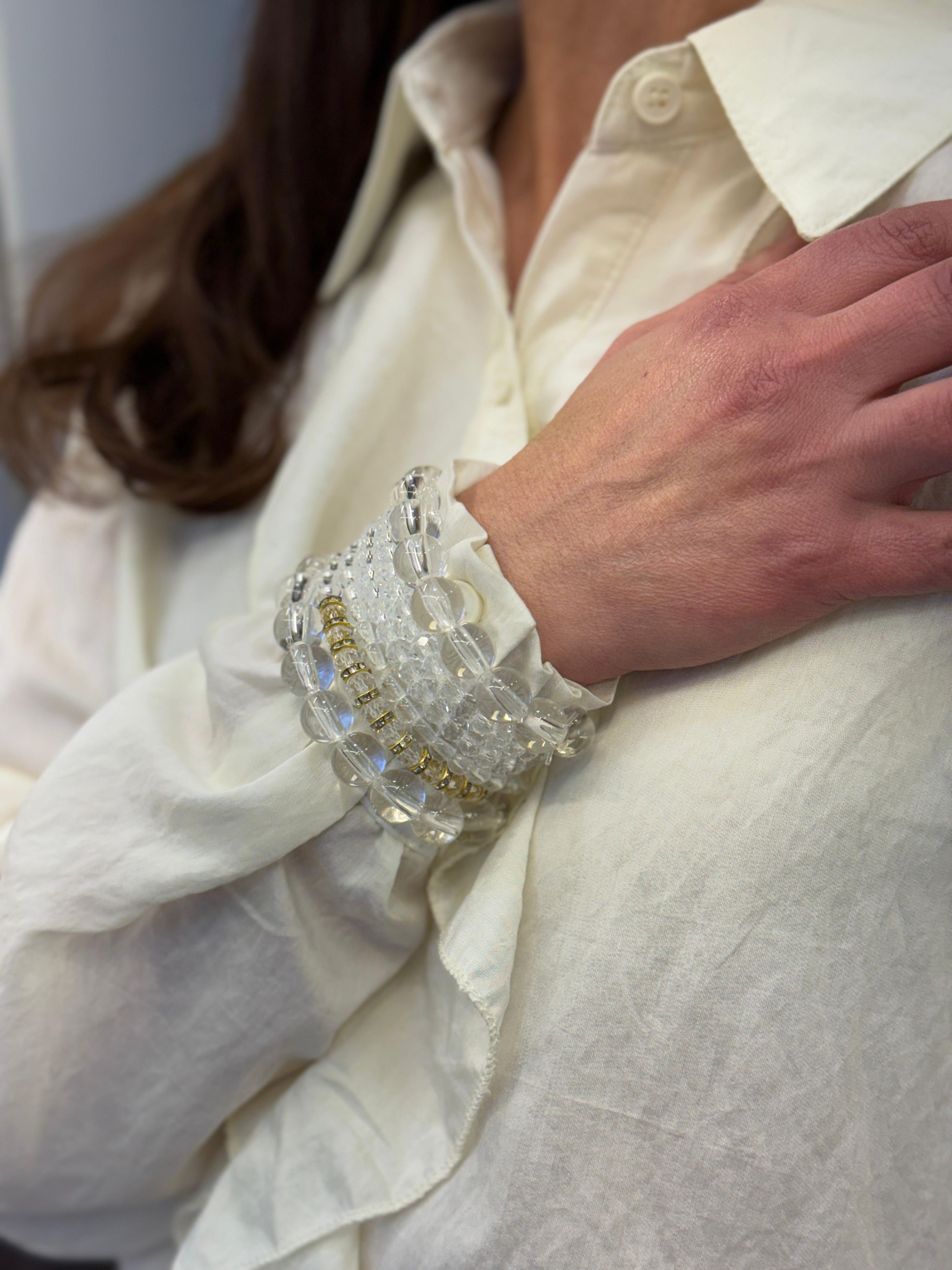 Kit 6 Pulseiras Esferas Vinílicas E Detalhe Dourado  