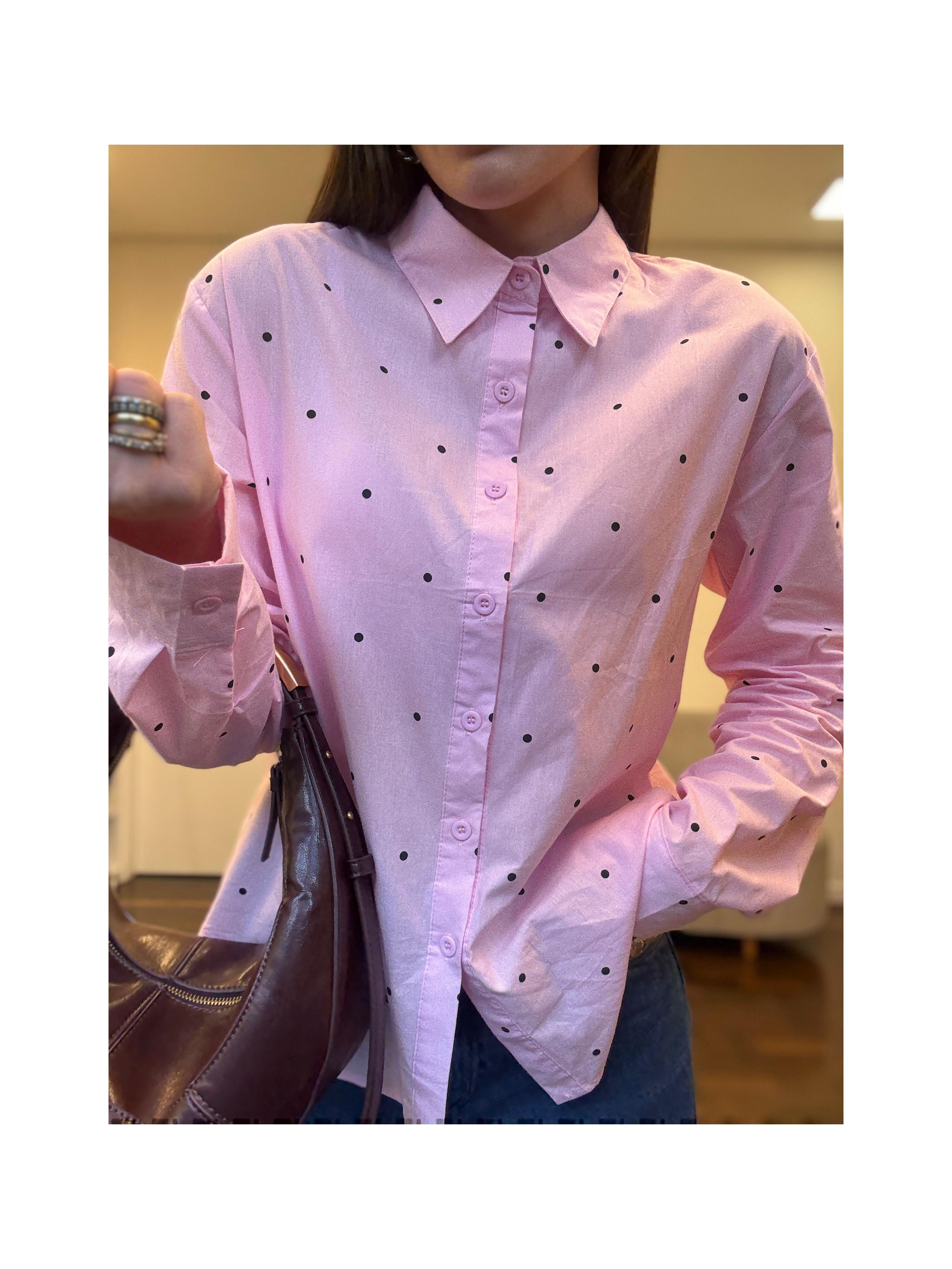 Camisa Poá - Preview Spring - Rosa
