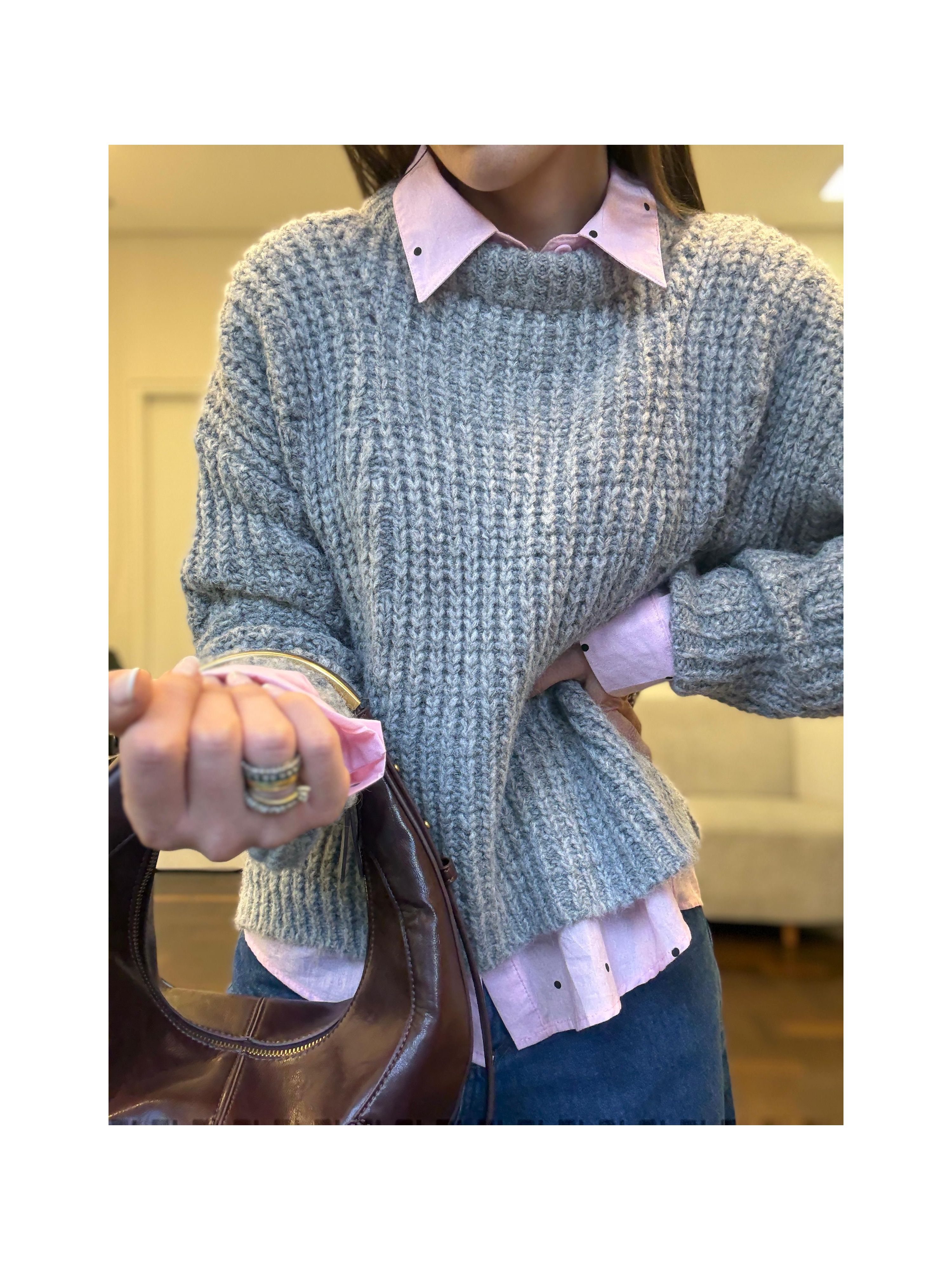 Blusa Tricot Noruega - Cinza Claro