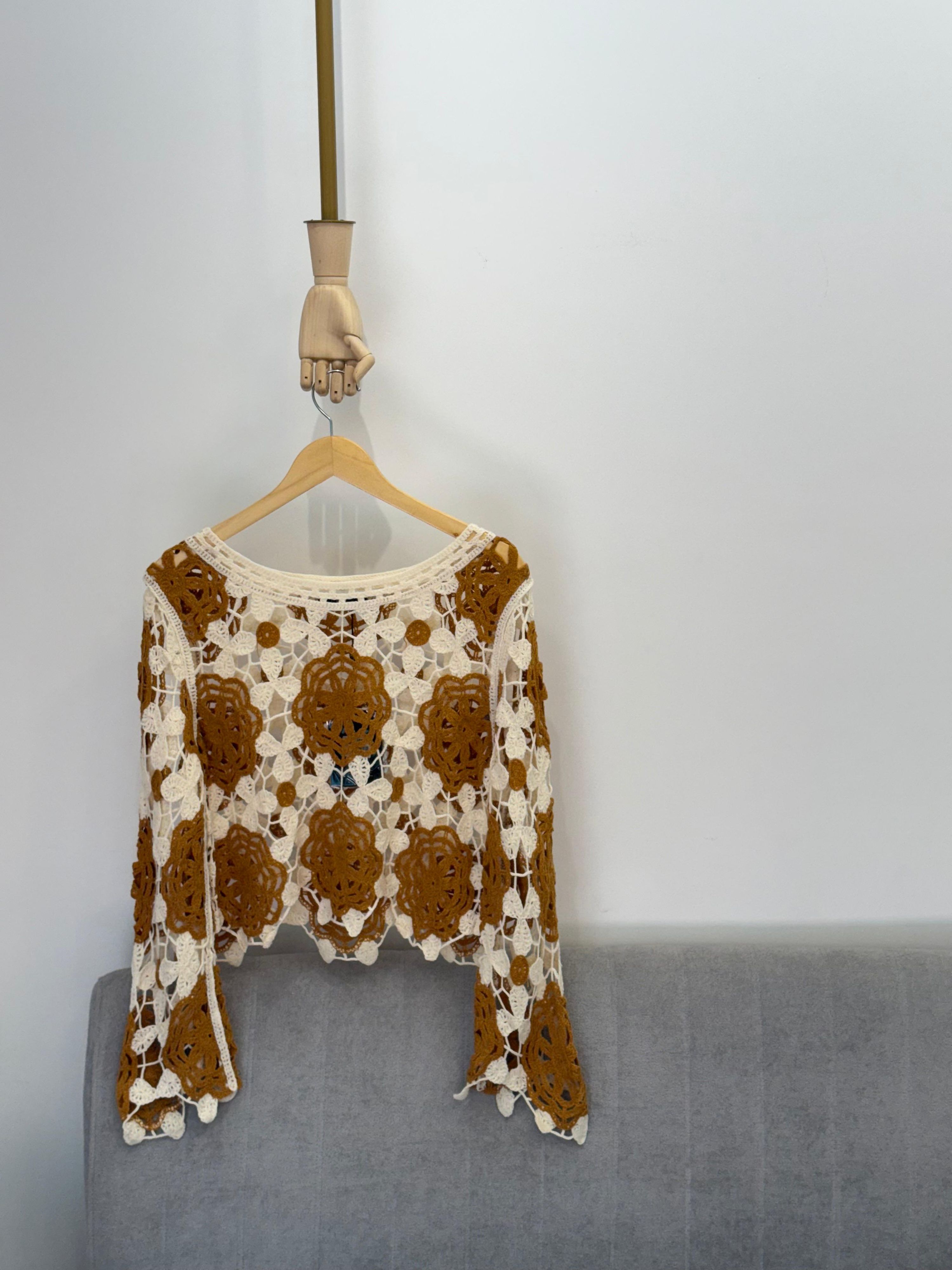 Blusa Crochê Danielle - Caramelo