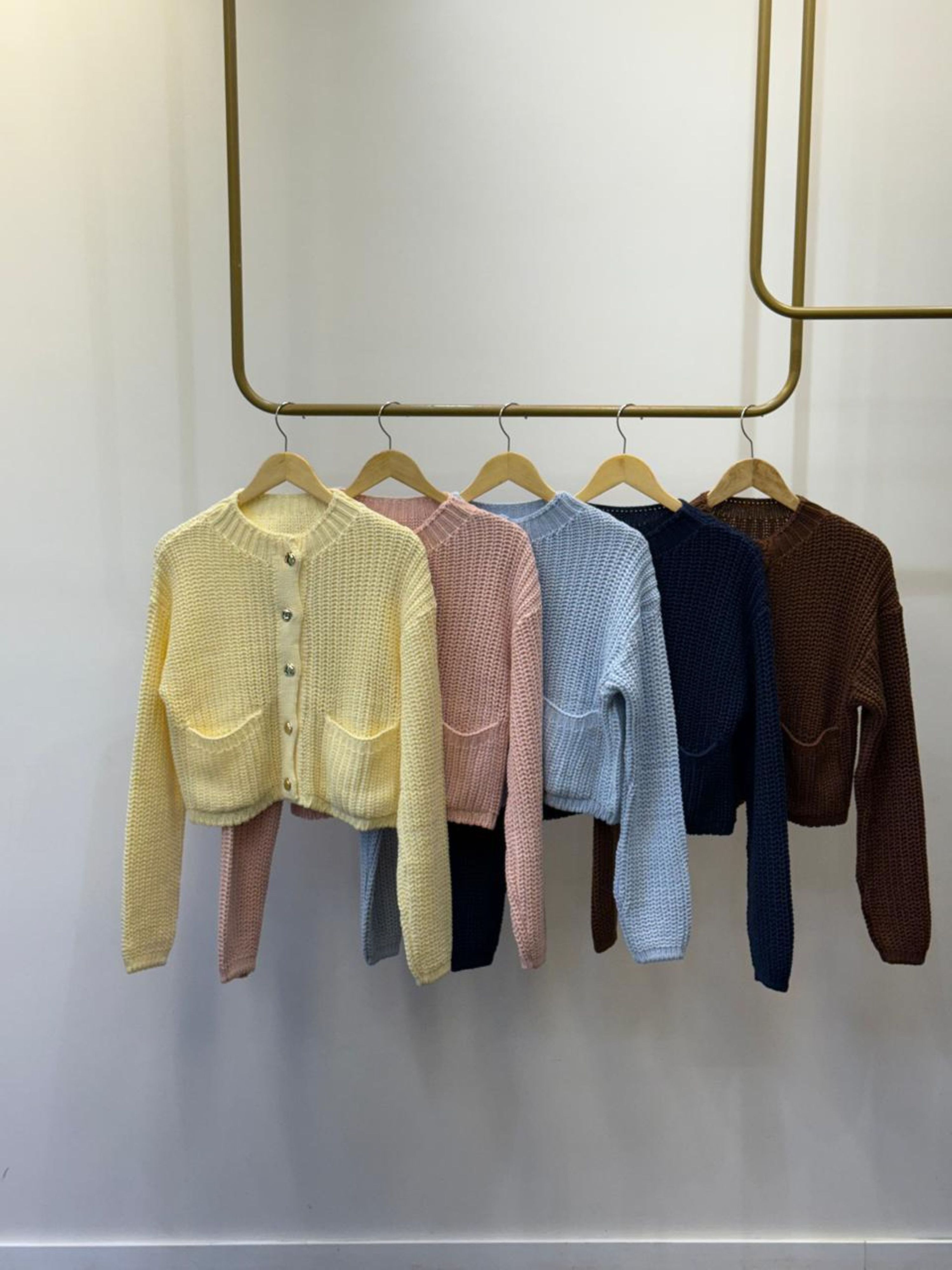 Cardigã Tricot Botões Orgânicos - Azul Marinho 