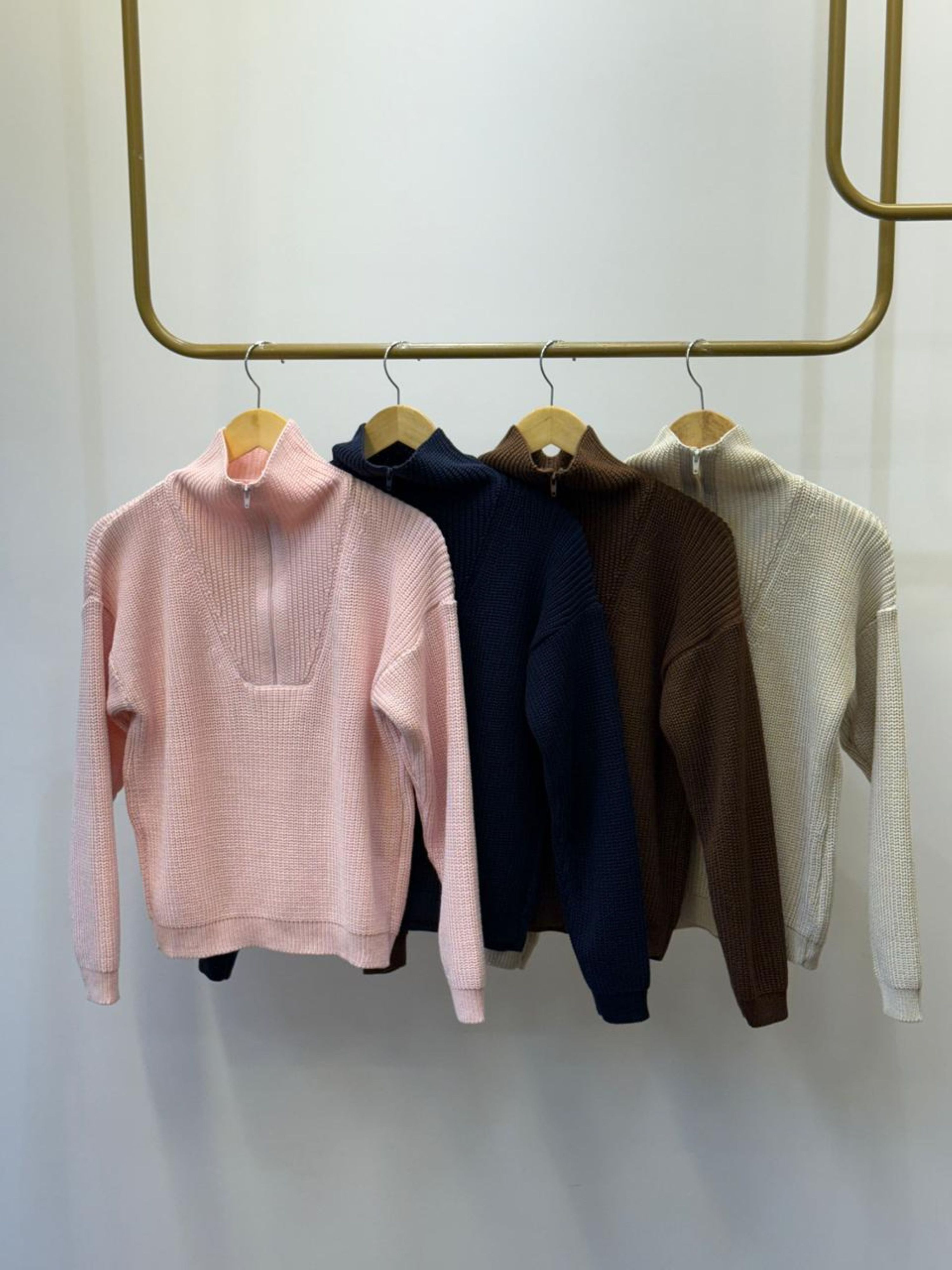 Blusão Tricot Zíper Monte-Carlo - Marrom 