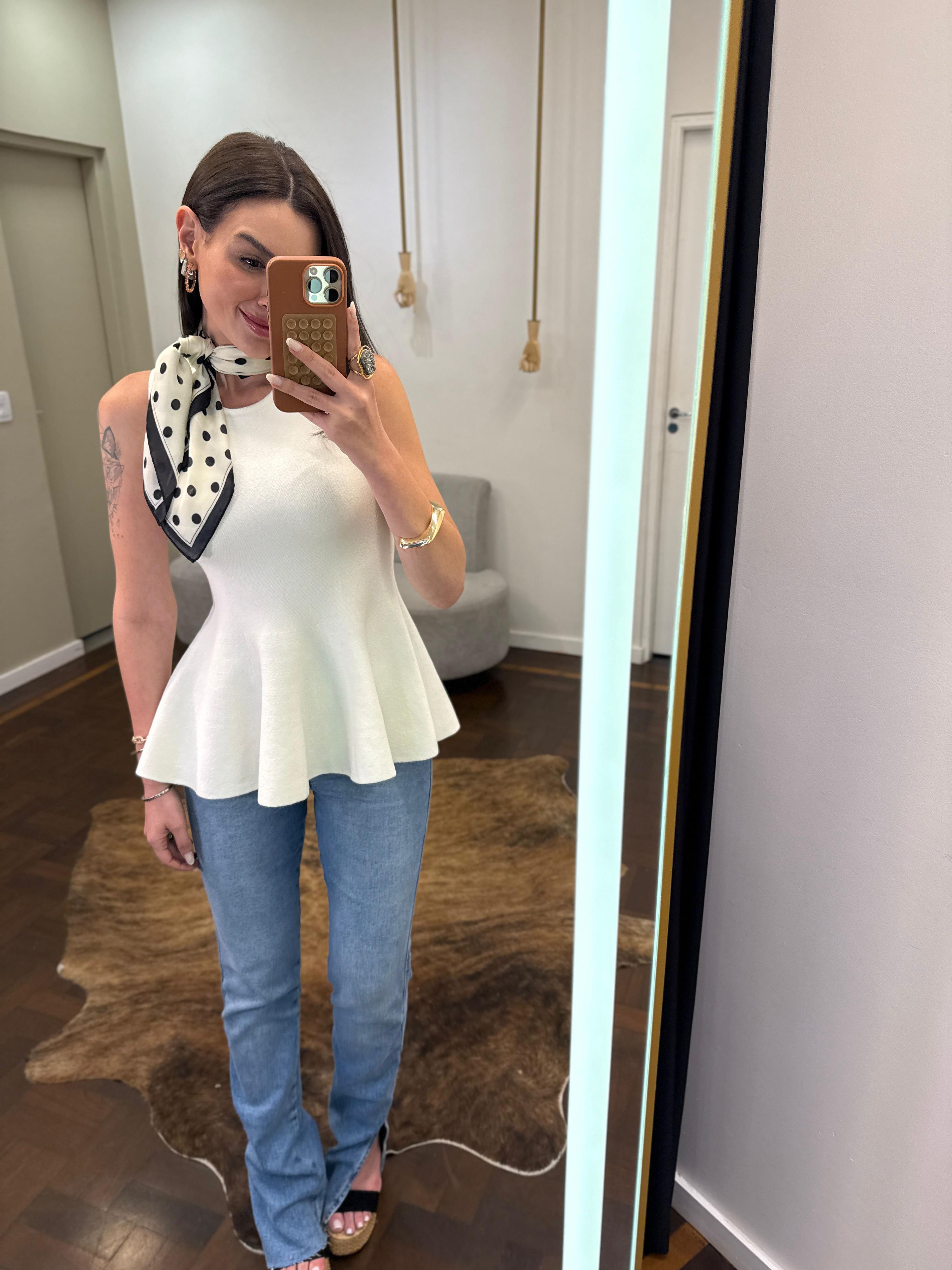 Blusa Fio Modal Peplum Iza - Off White 
