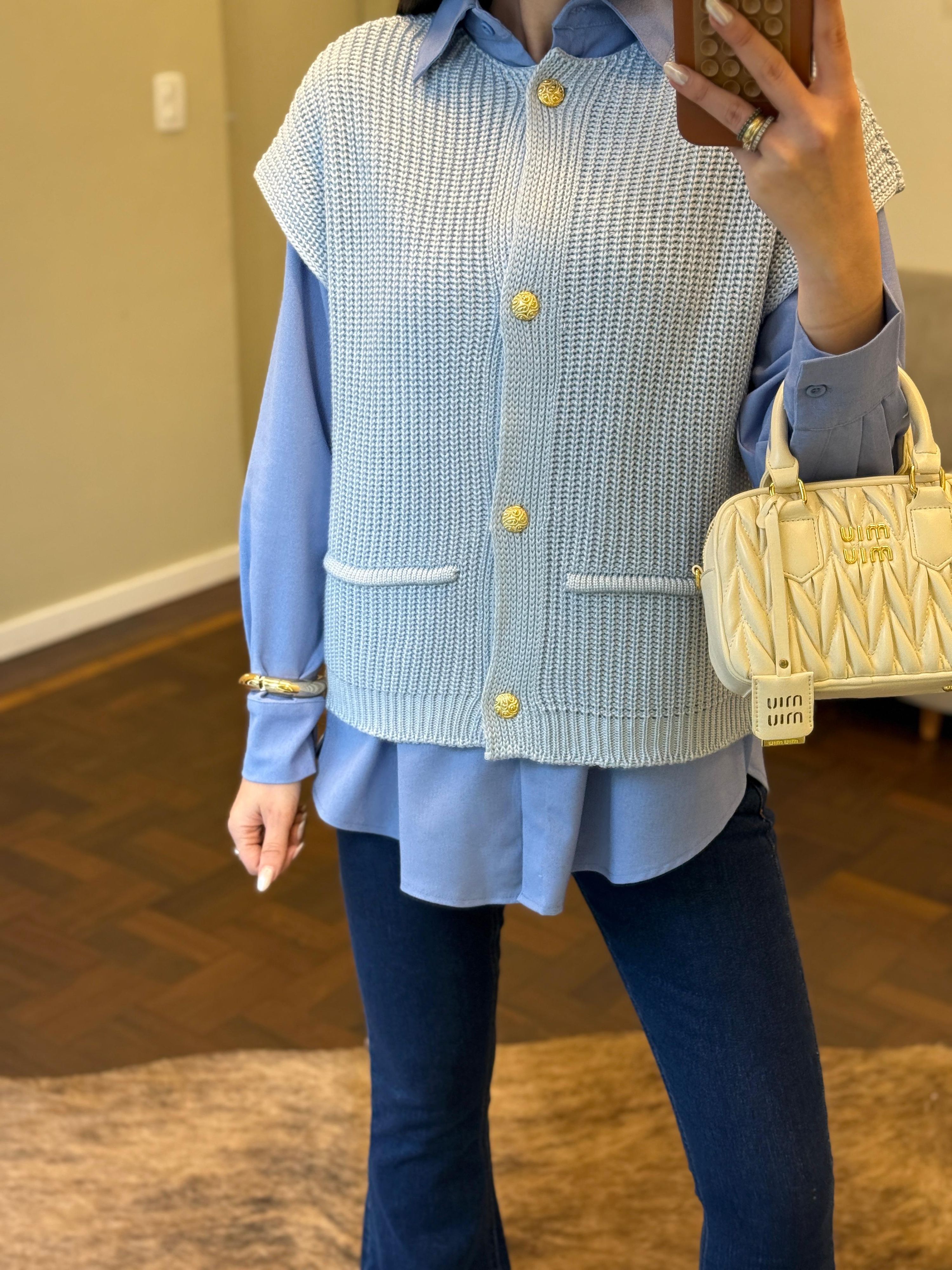 Colete Tricot Malásia - Azul Bebê 