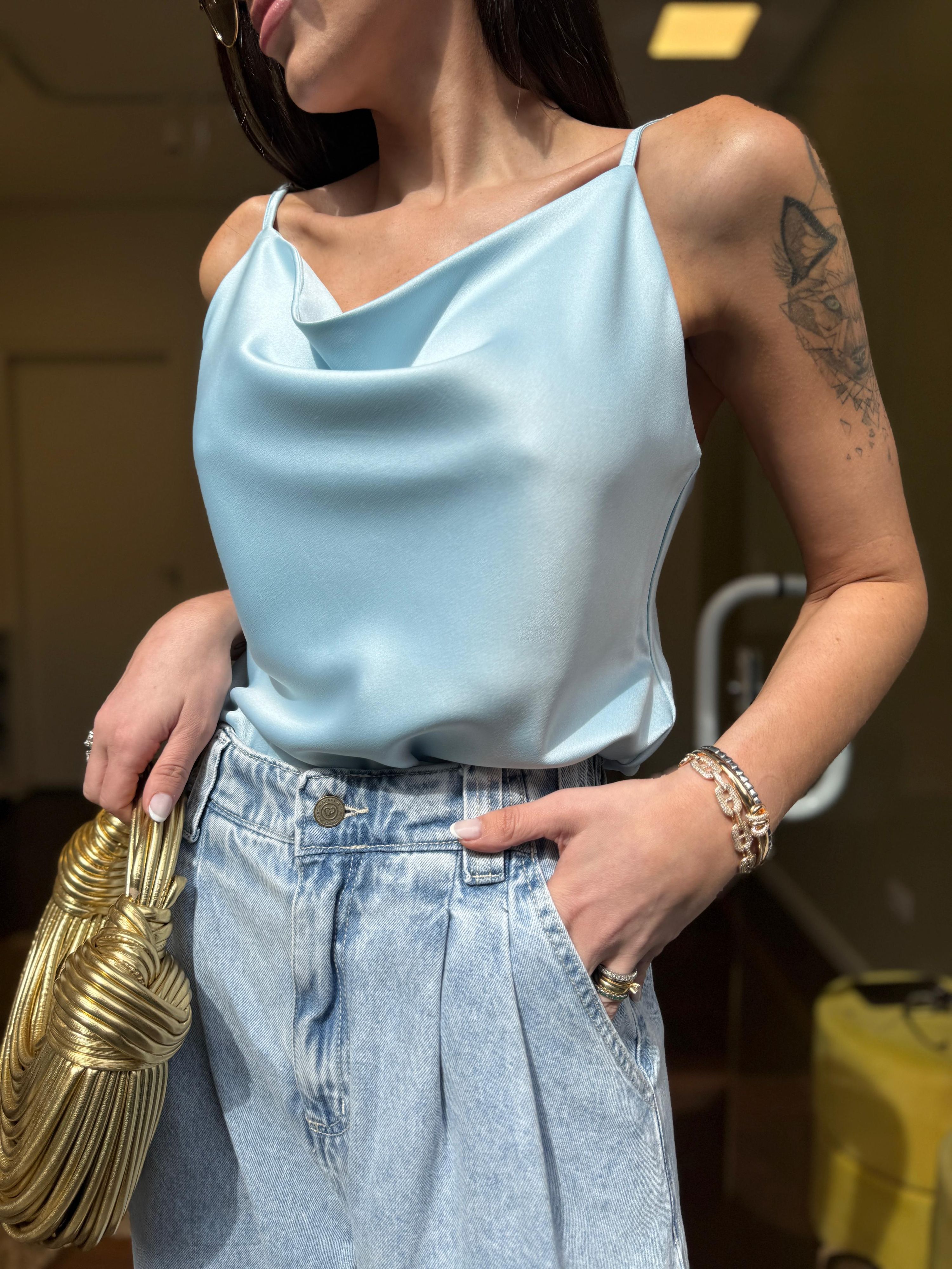 Regata Cetim Degagê - Azul Bebê