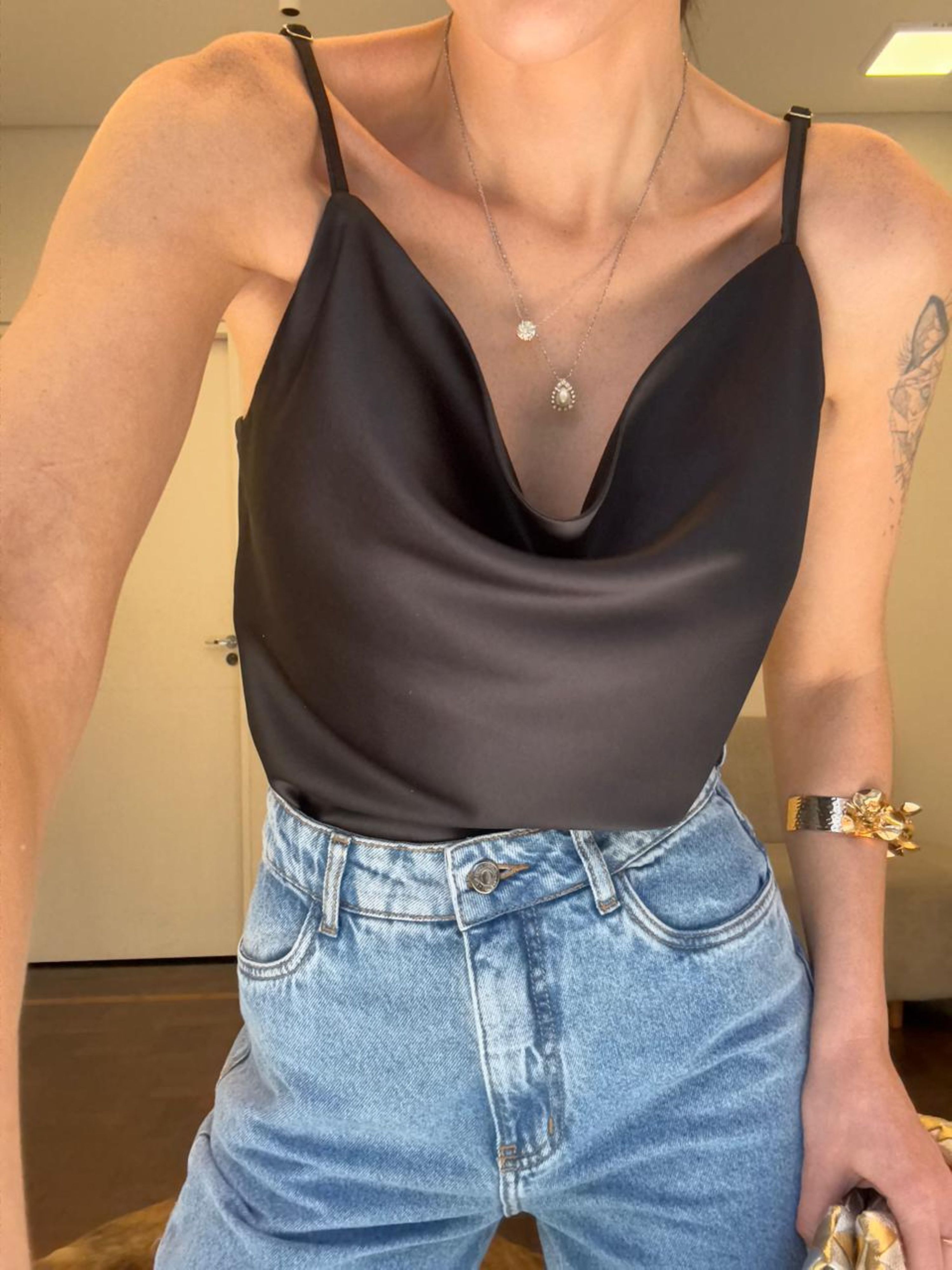 Regata Cetim Degagê - Preta