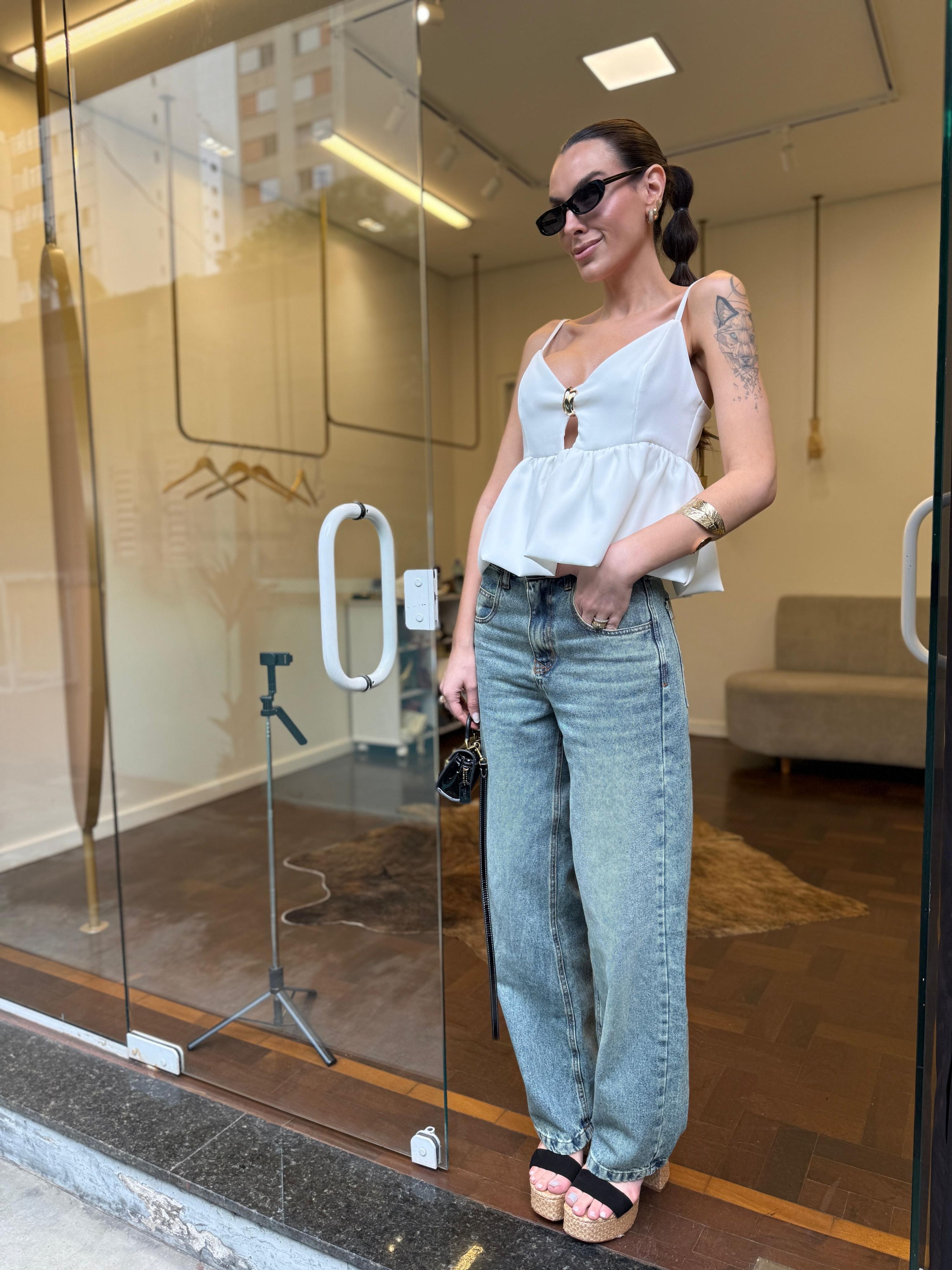 Blusa Heloísa - Alfaiataria Peplum- Off White 