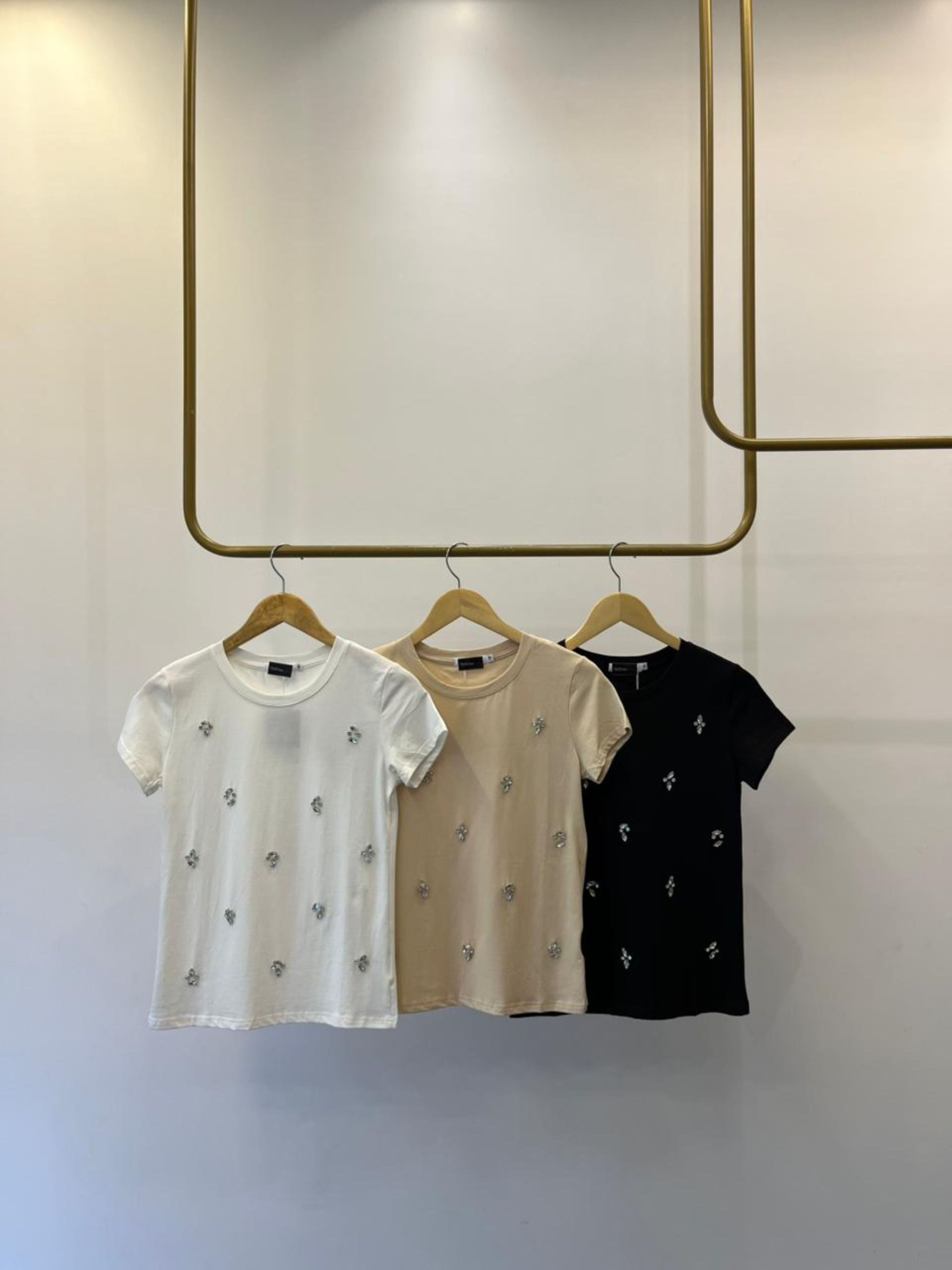 T-shirt Aplicação Shine - Off White