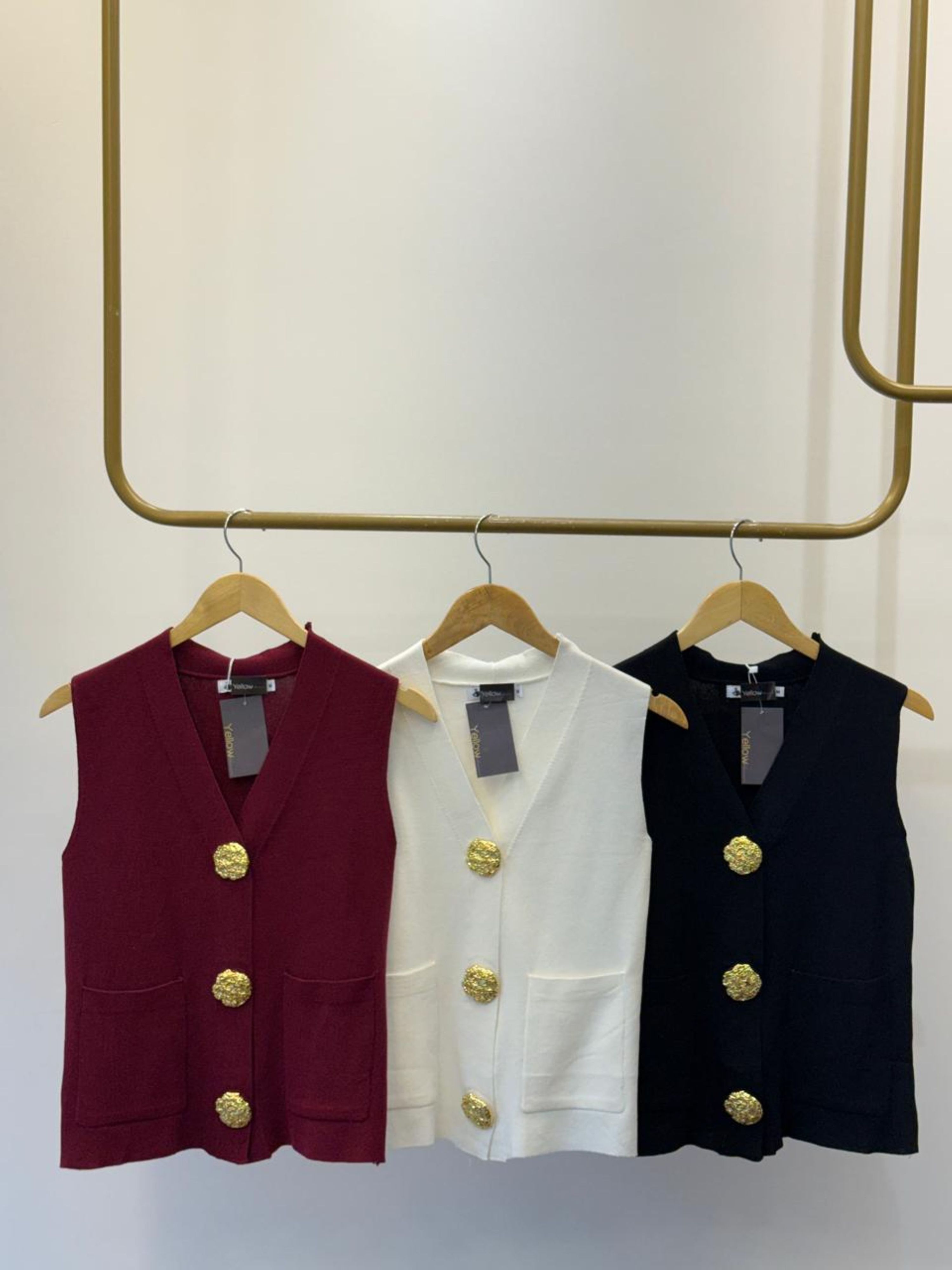 Colete Tricot Botões Orgânicos - Vinho