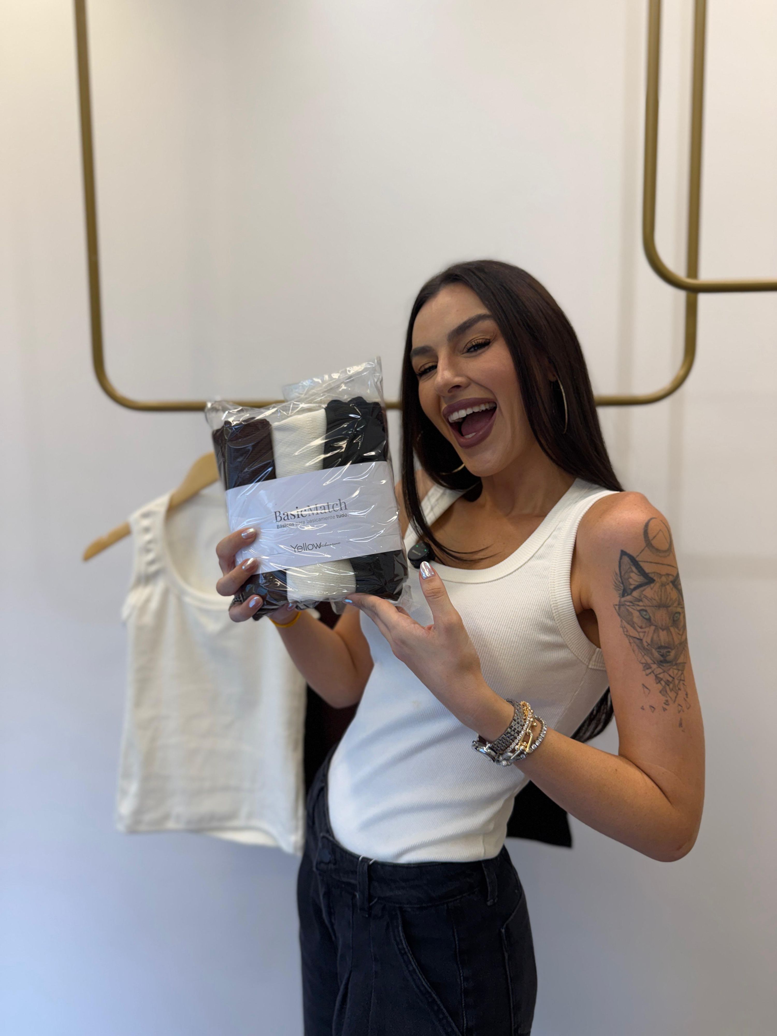 Kit 3 Regatas Ribana Premium BASICMATCH - Off Whit...