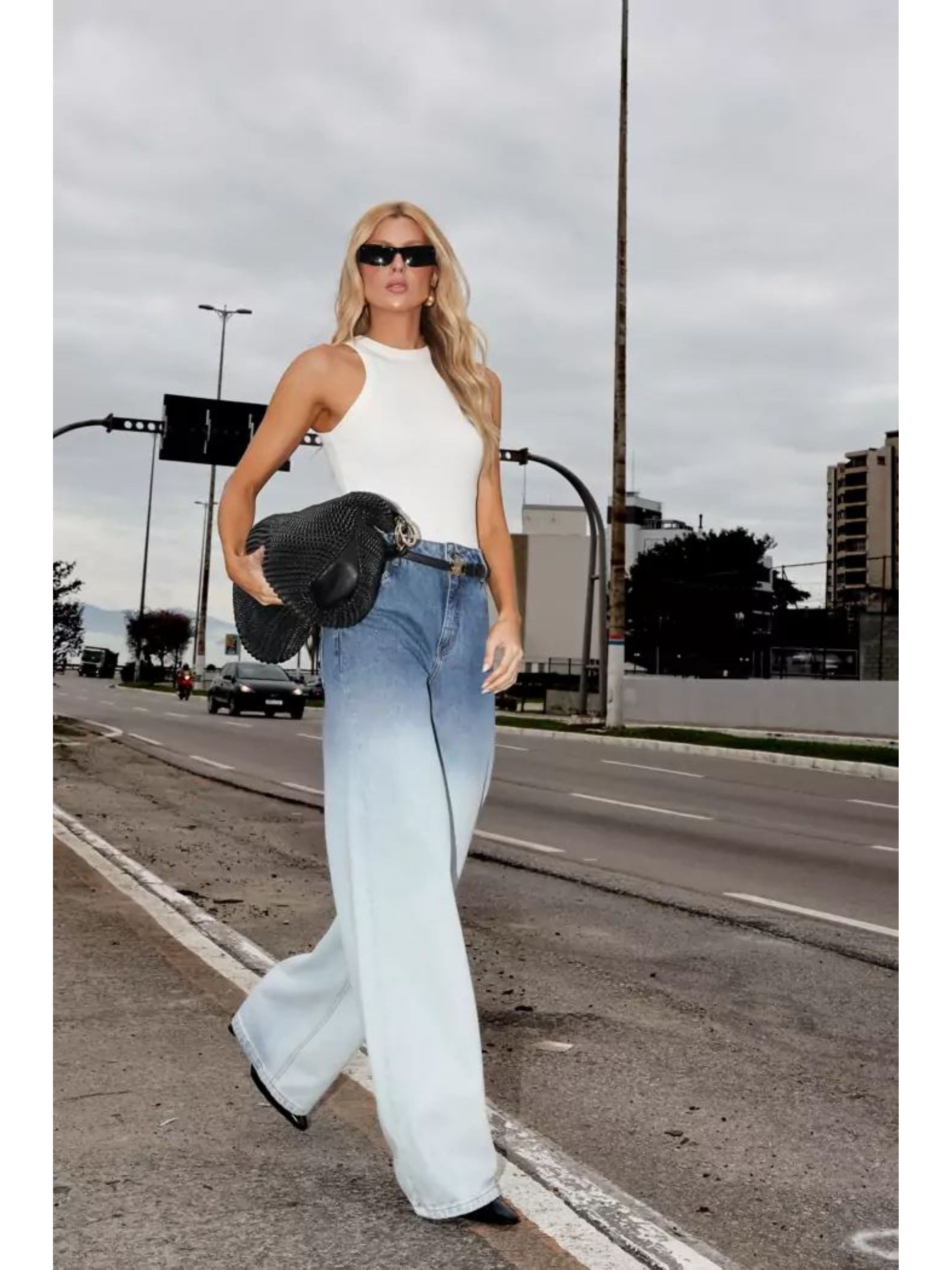 Calça Jeans Reta Lavagem Degradê 
