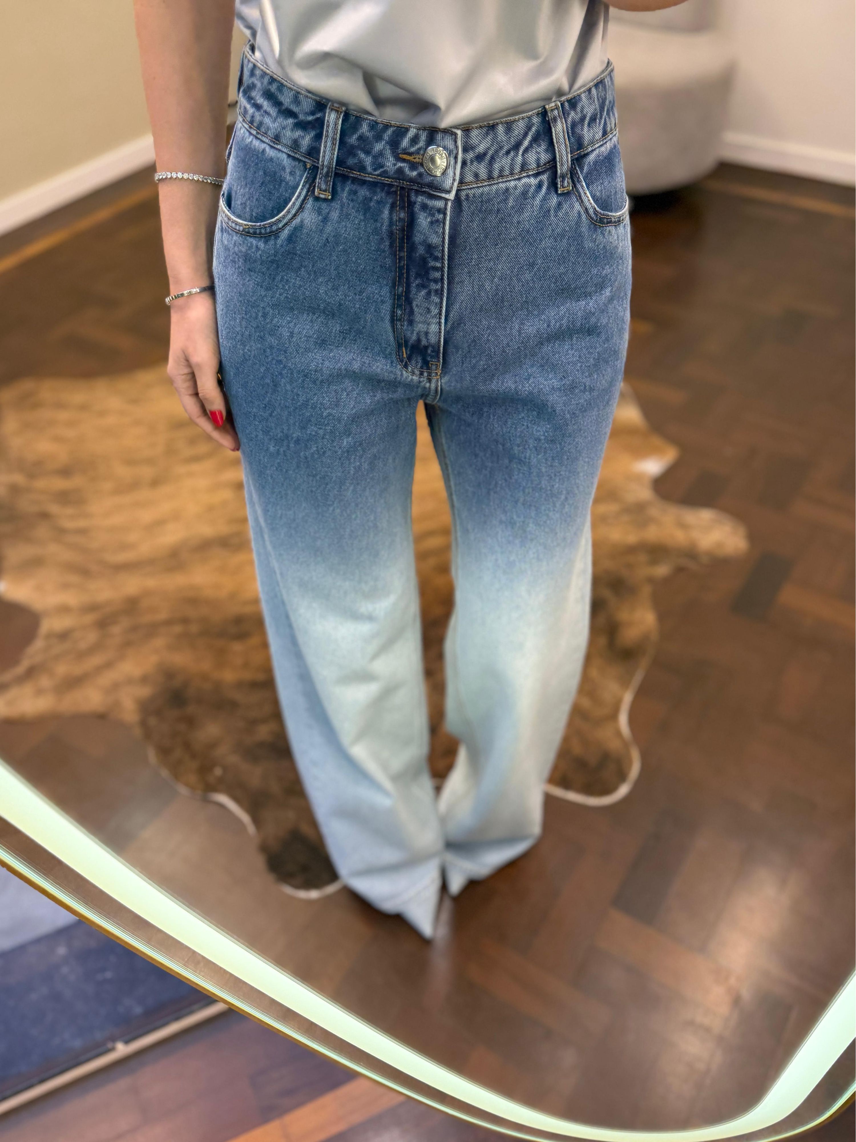 Calça Jeans Reta Lavagem Degradê 