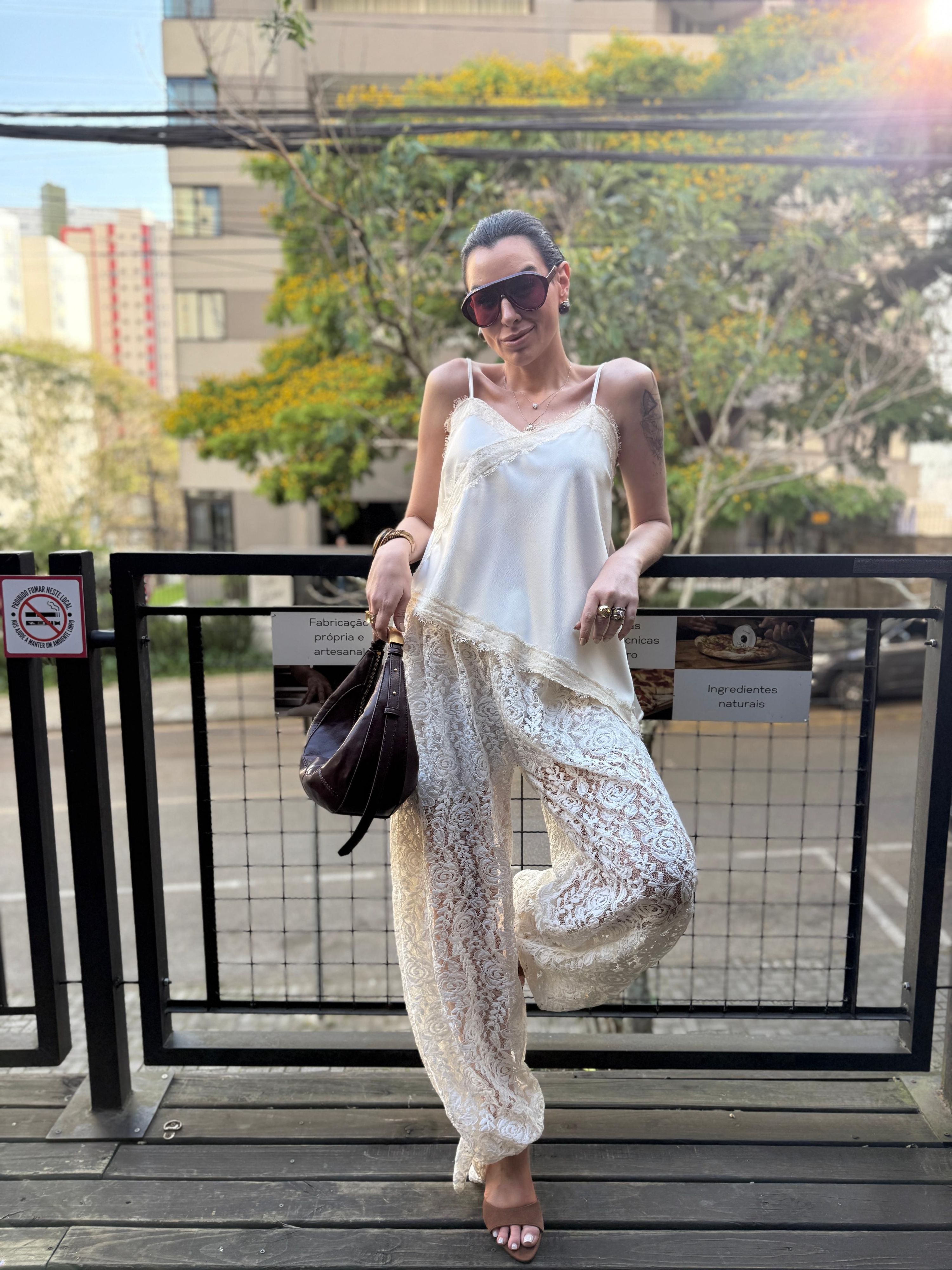 Calça Aladim Renda  - Off White