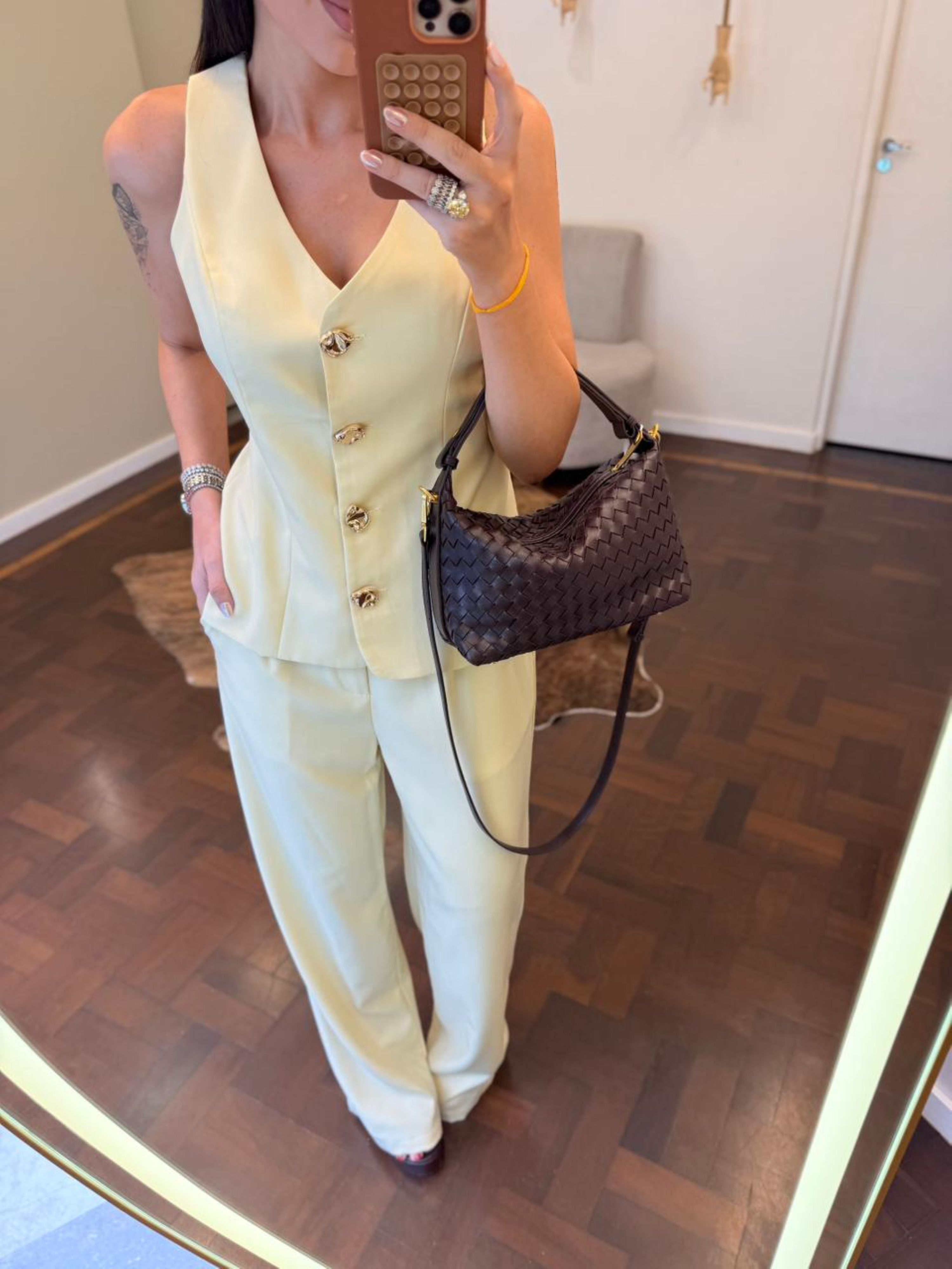 Conjunto Alfaiataria Cora - Amarelo Manteiga 