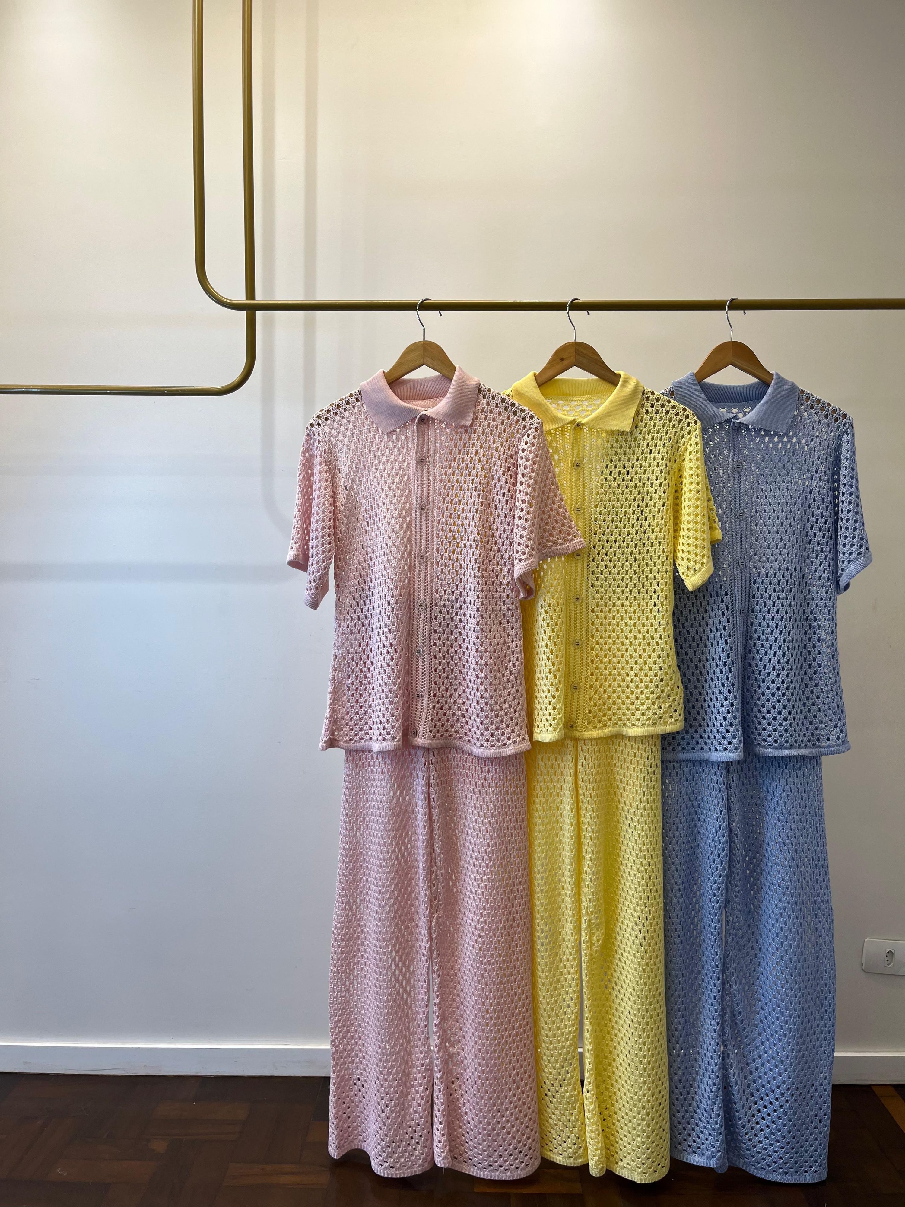 Conjunto Tricot Luísa - Amarelo Manteiga 