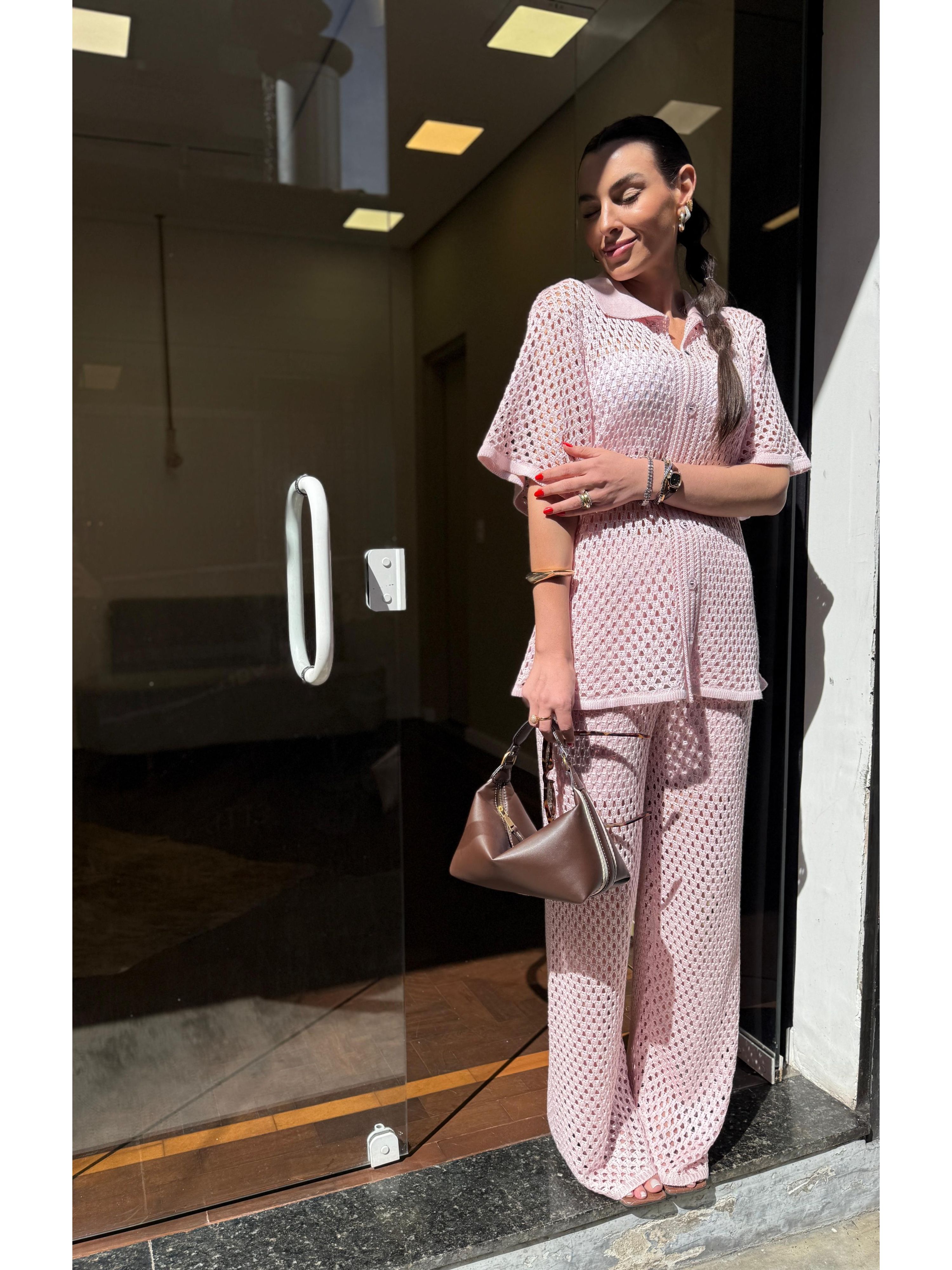 Conjunto Tricot Luísa - Rosa Bebê 