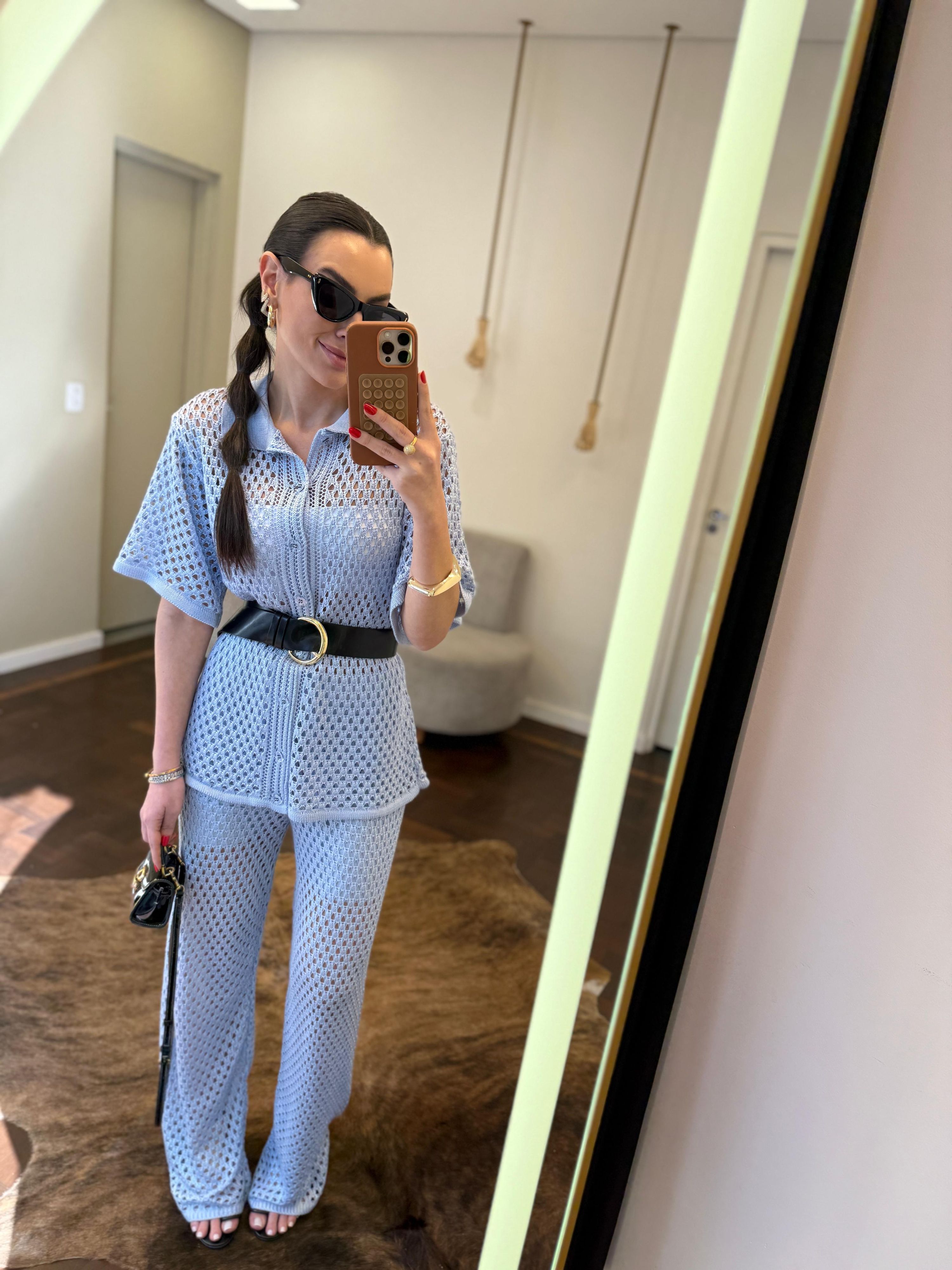 Conjunto Tricot Luísa - Azul Bebê 