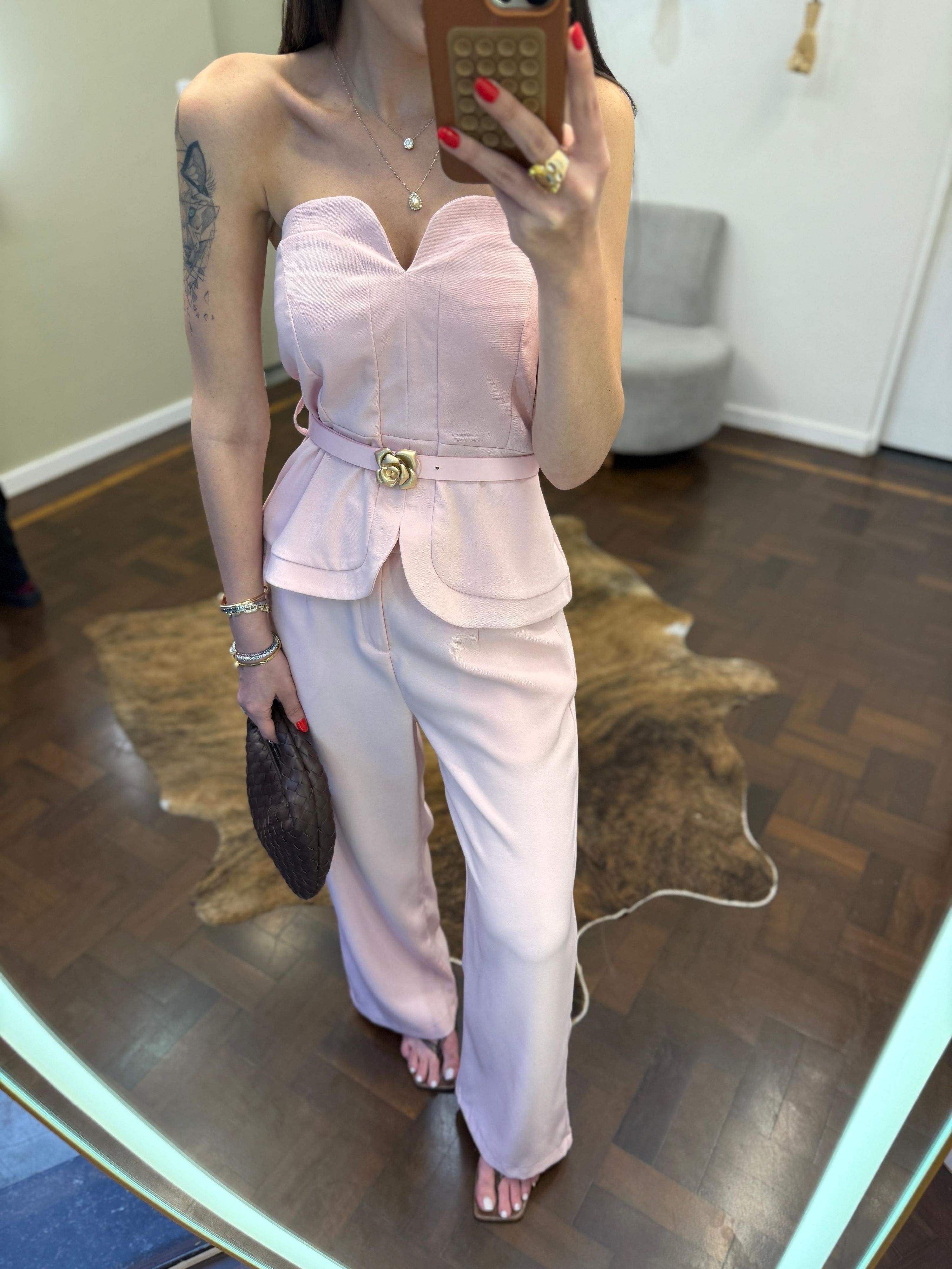 Conjunto Alfaiataria Camélia - Rosa Bebê
