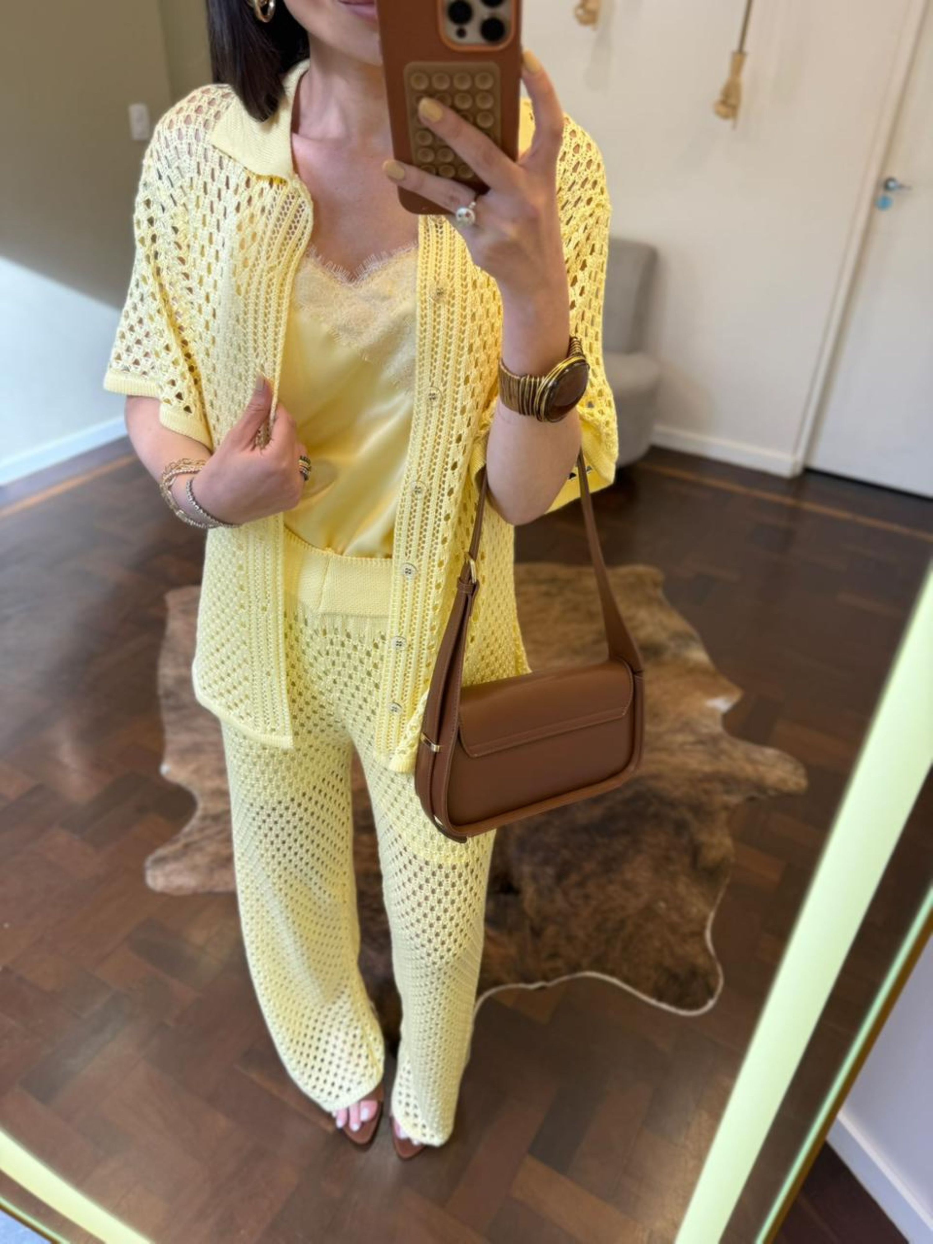 Conjunto Tricot Luísa - Amarelo Manteiga 