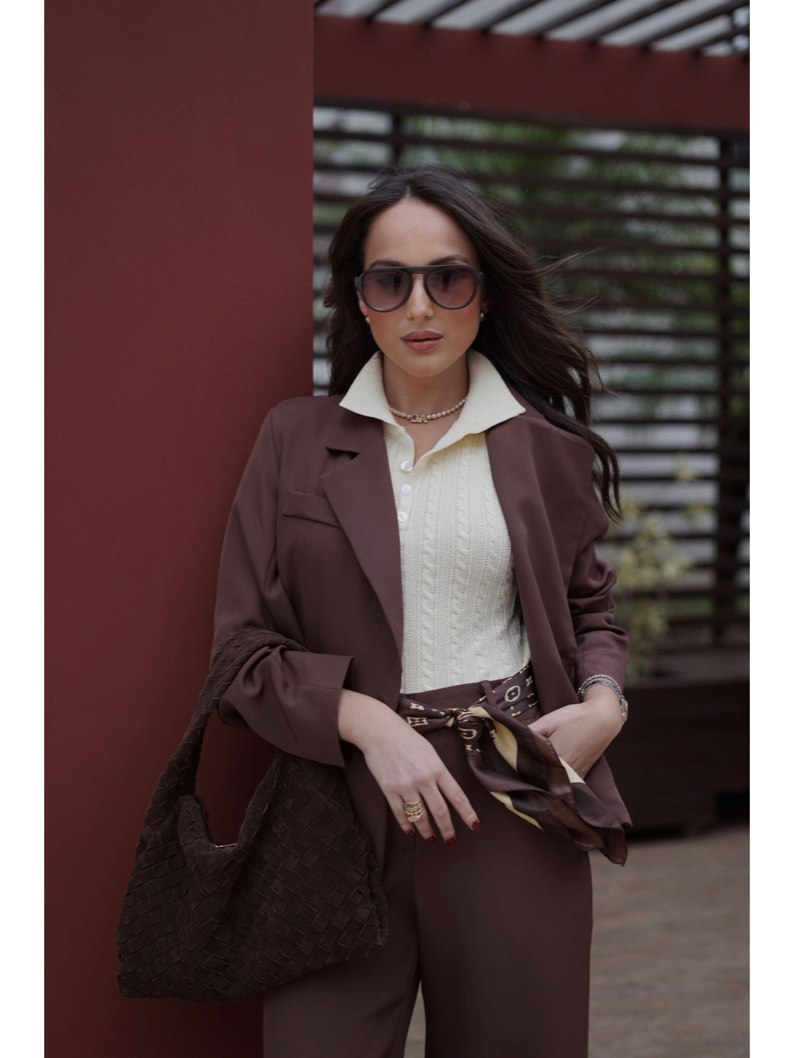 Conjunto Alfaiataria Lya - Marrom 