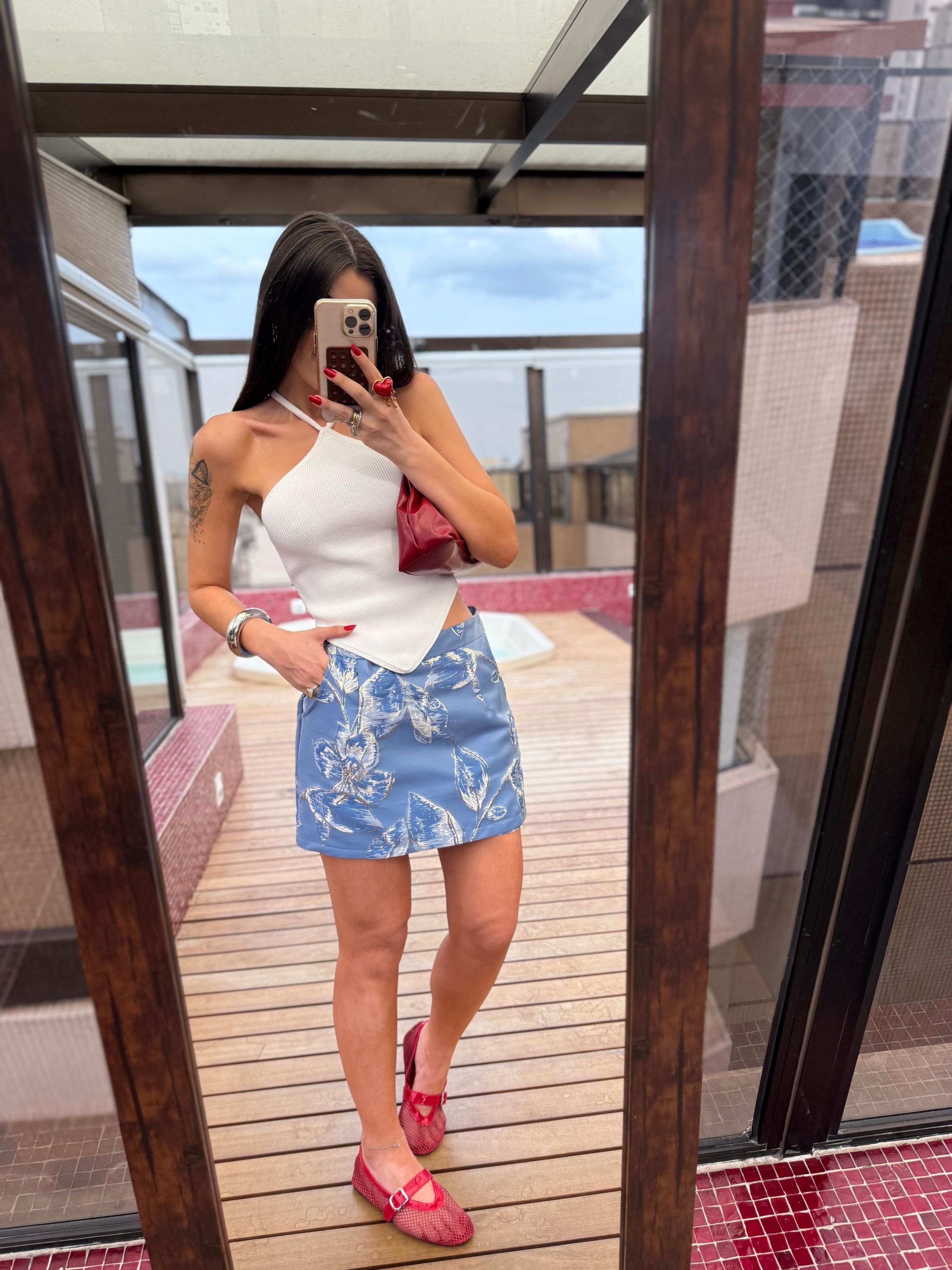  Shorts-Saia Alfaiataria Jacquard - Azul