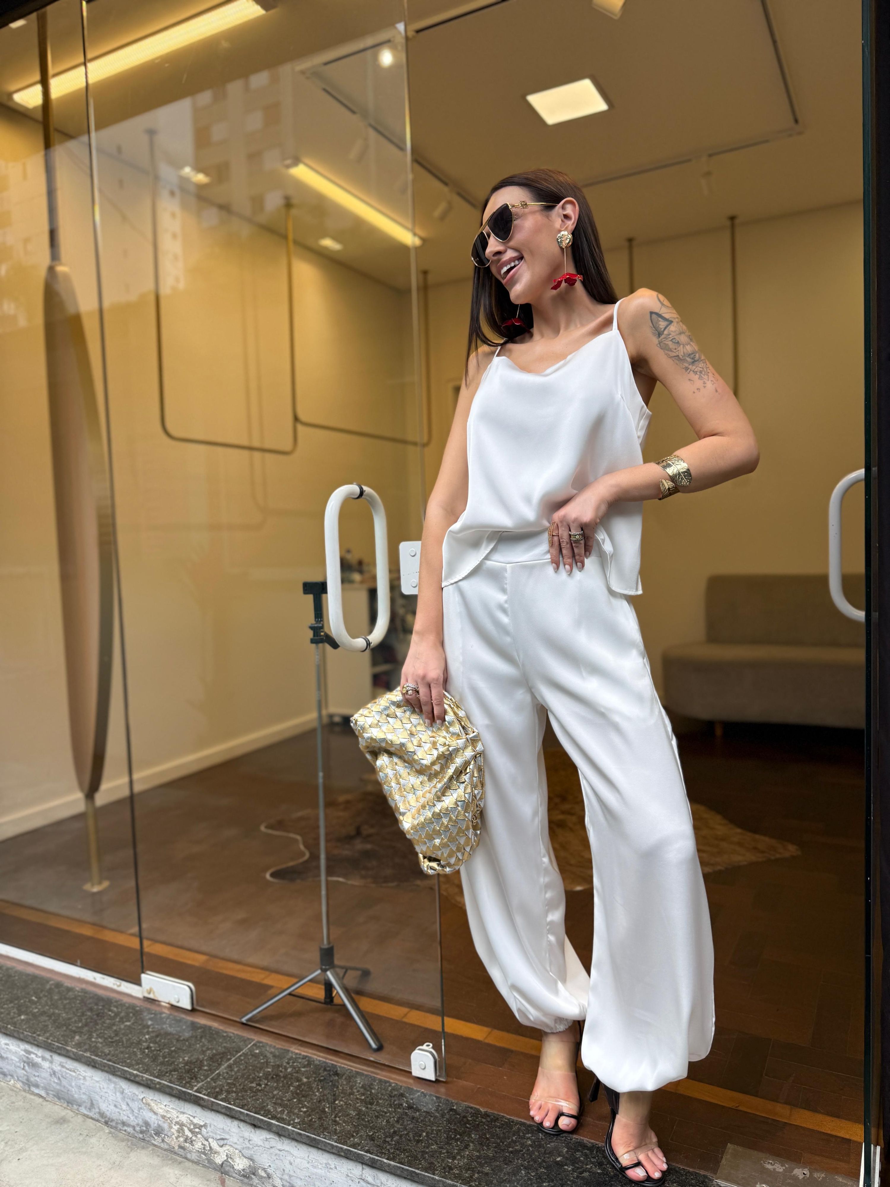 Conjunto Acetinado Betina - Branco