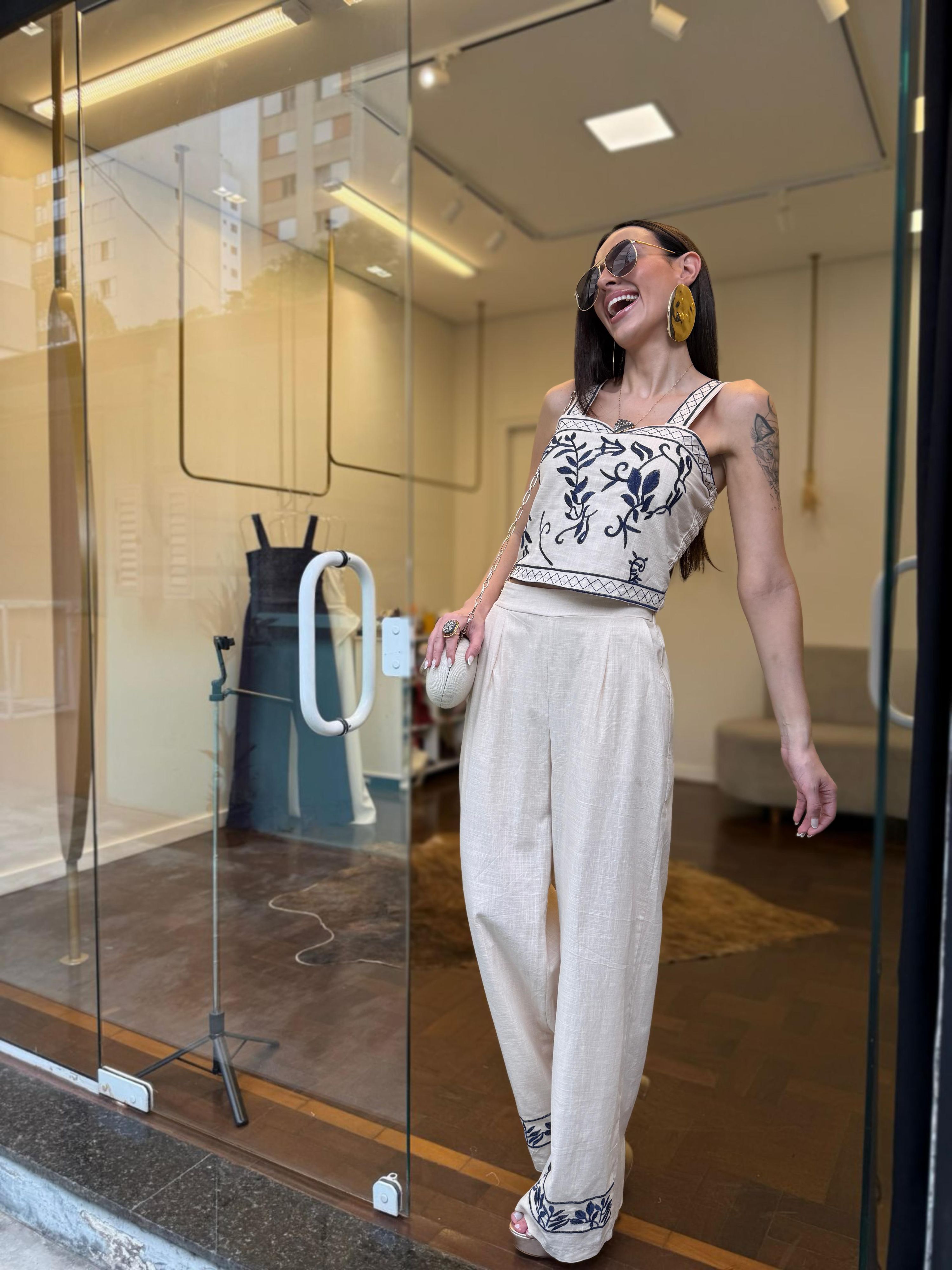 Conjunto Alfaiataria Bordado Olympia - Nude