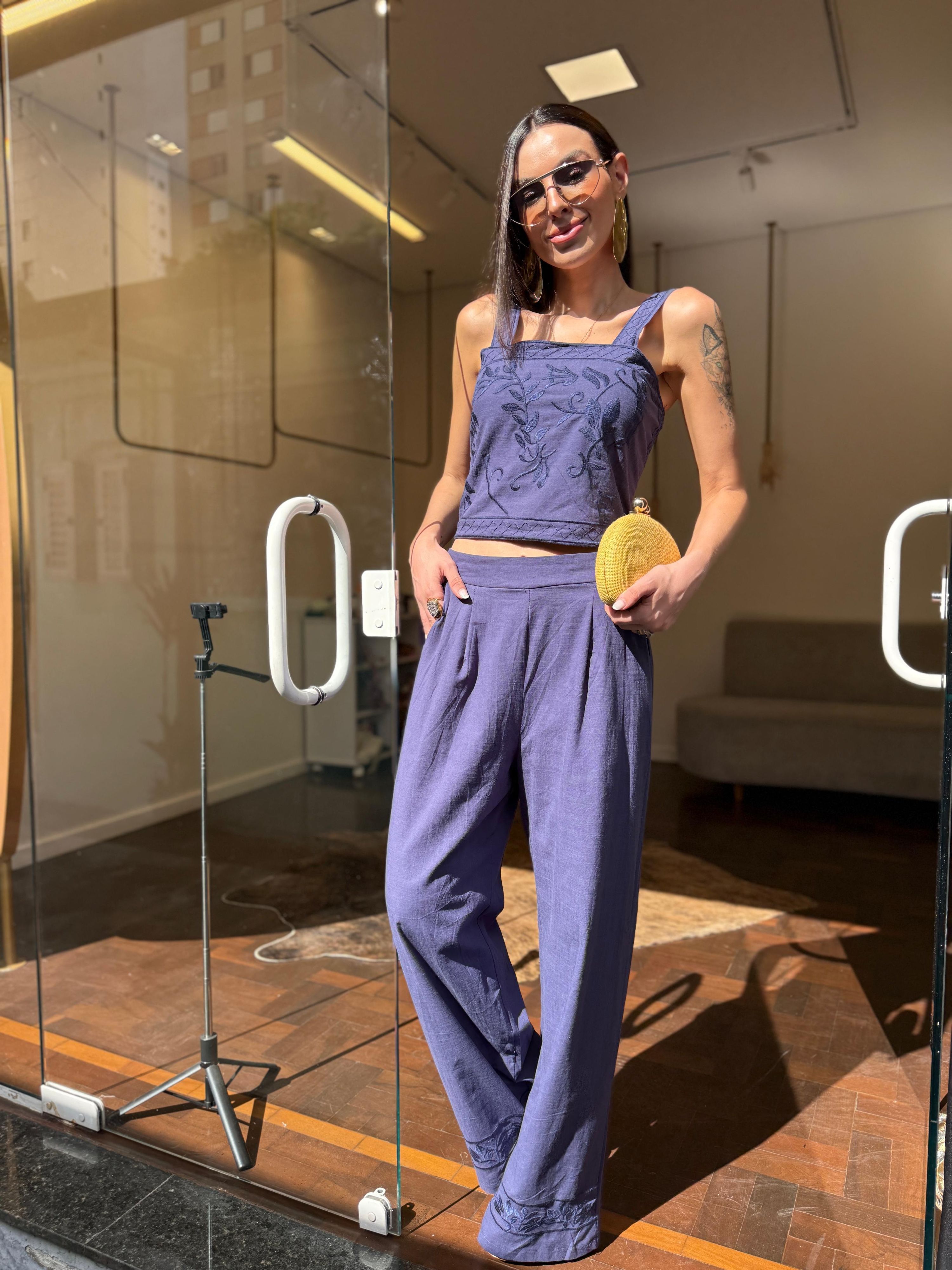 Conjunto Alfaiataria Bordado Olympia - Azul Marinh