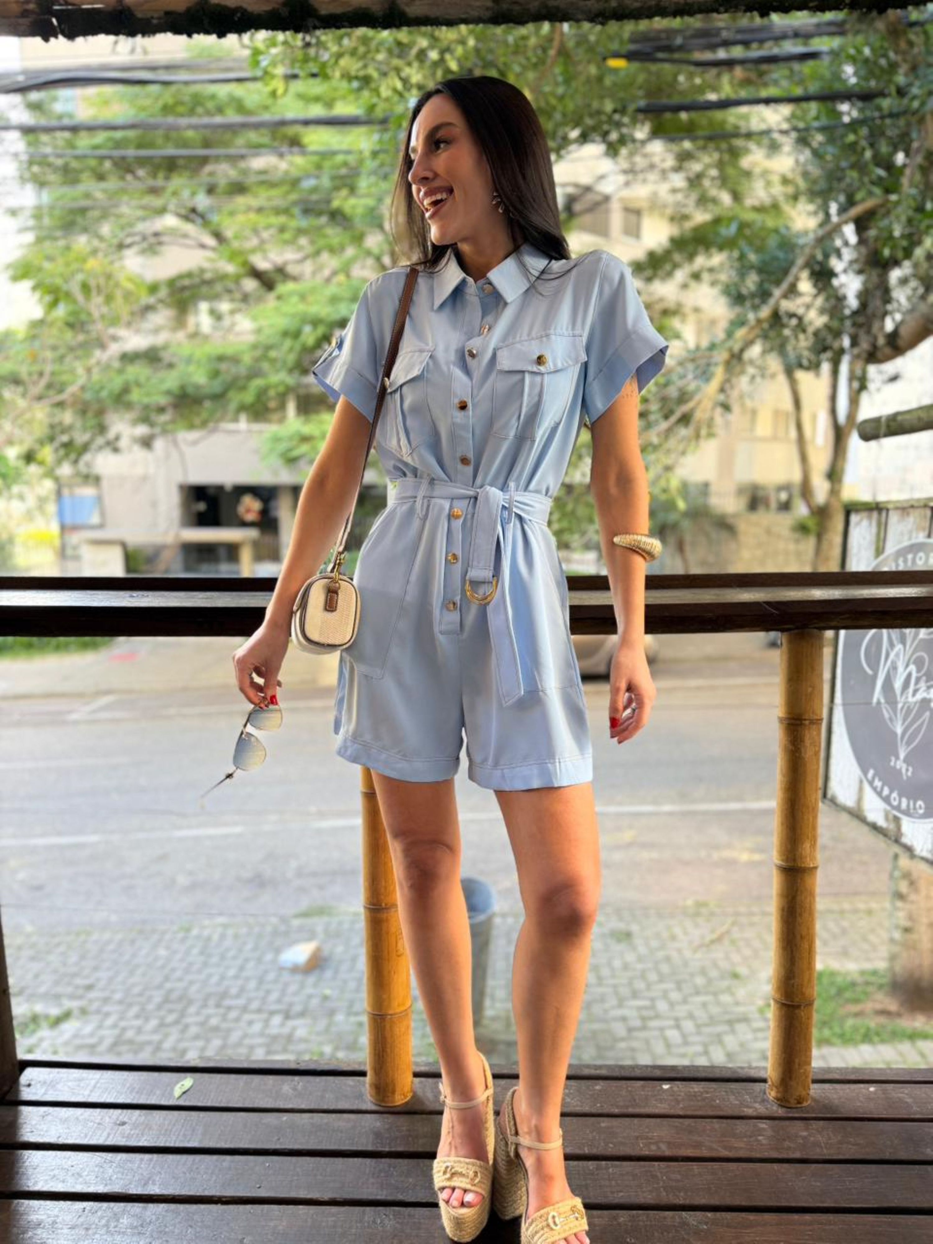 Macaquinho Alfaiataria Estética Utilitária - Azul ...