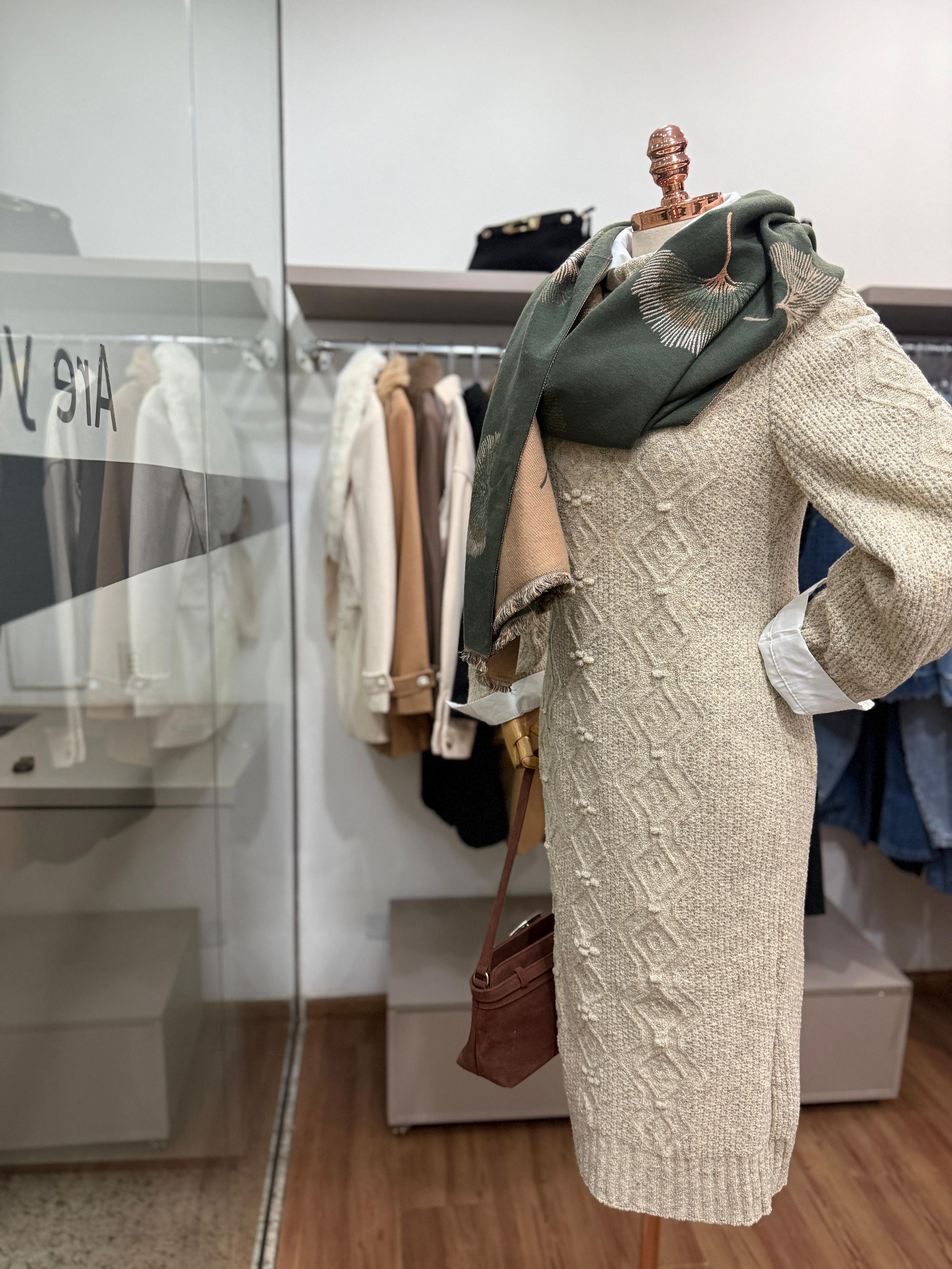 Vestido Tricot Dinamarca - Areia 