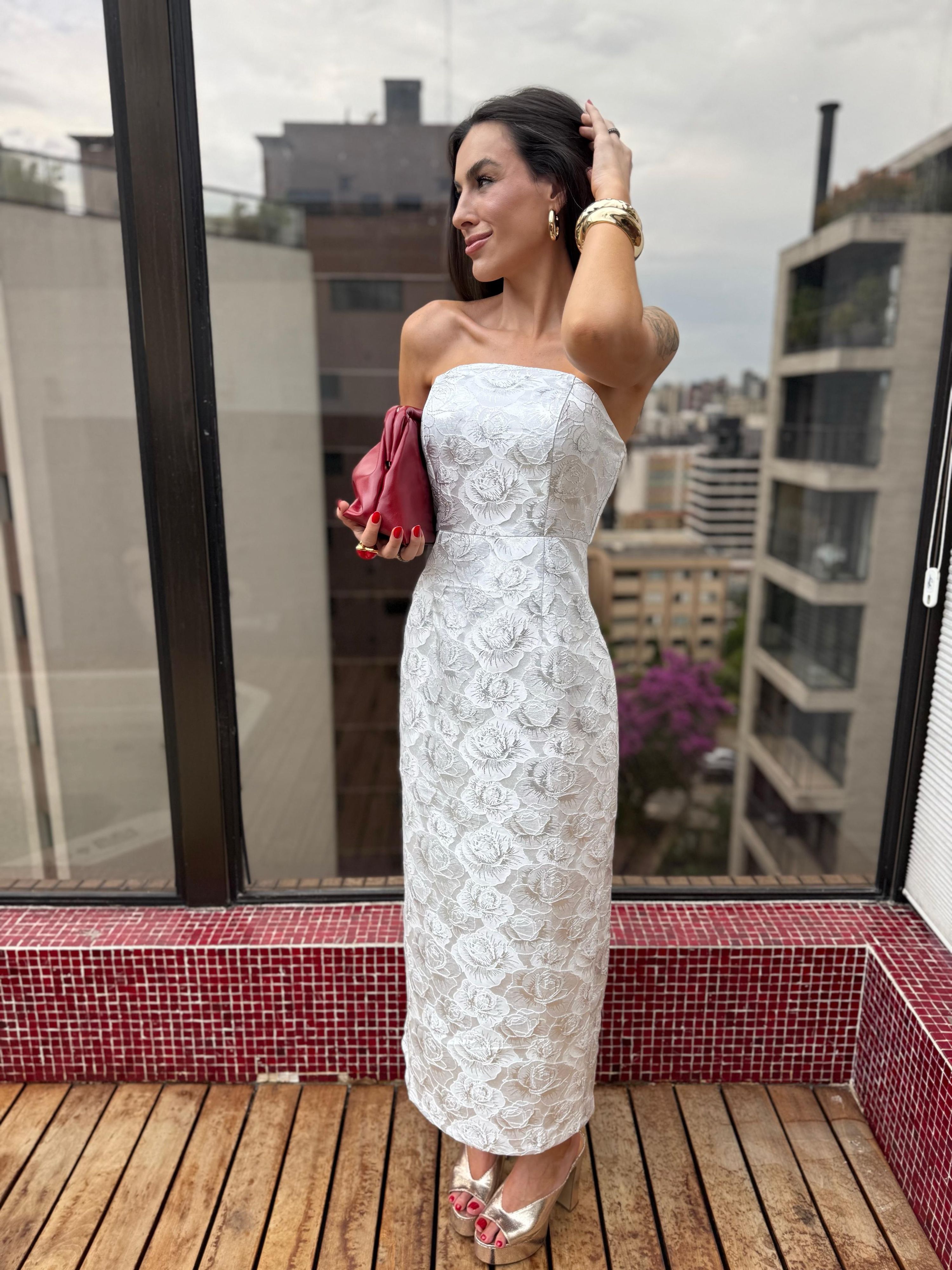 Vestido Alfaiataria Jacquard Luxury - PRATA
