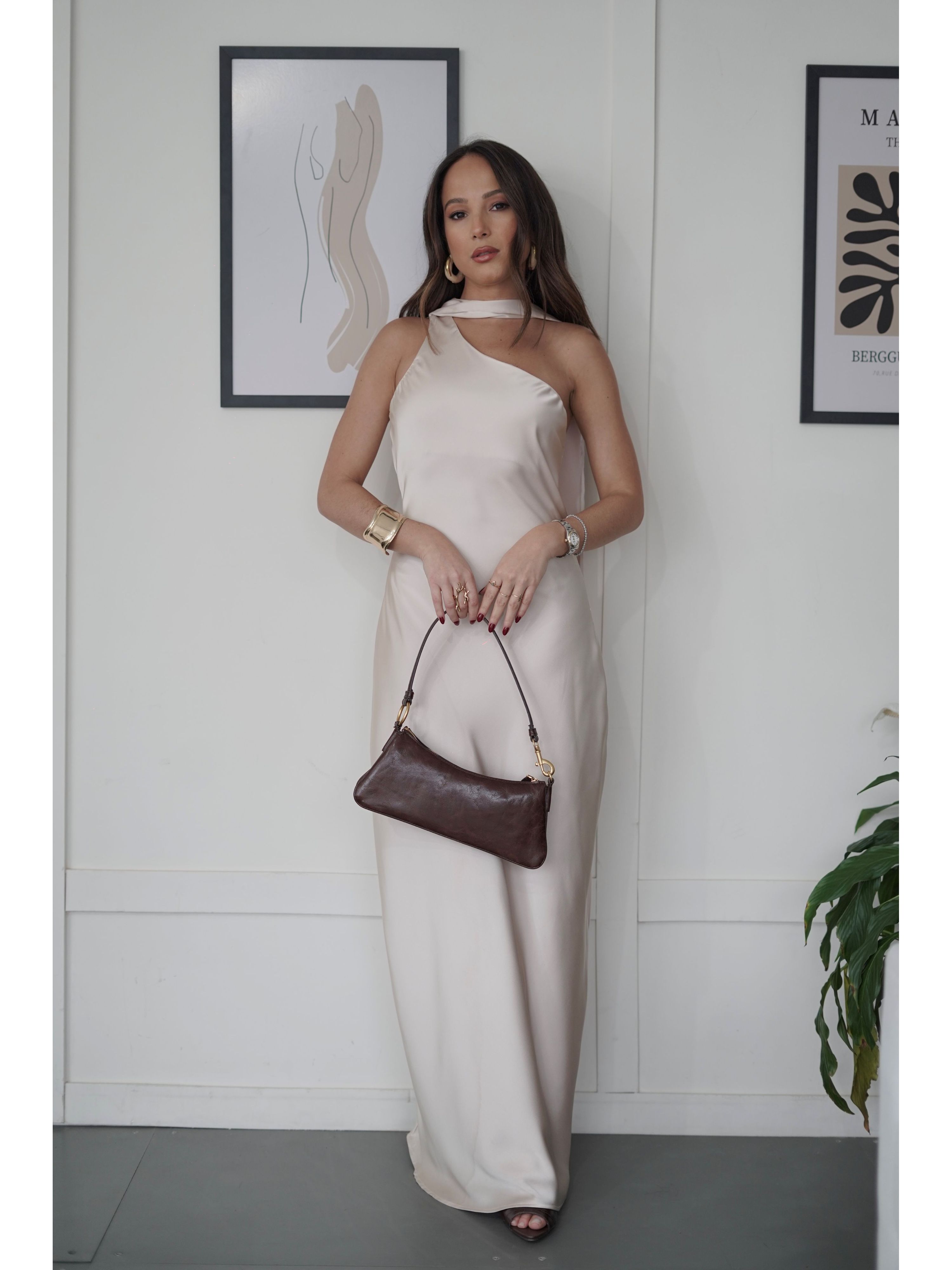 Vestido Cetim Maroca - Champanhe