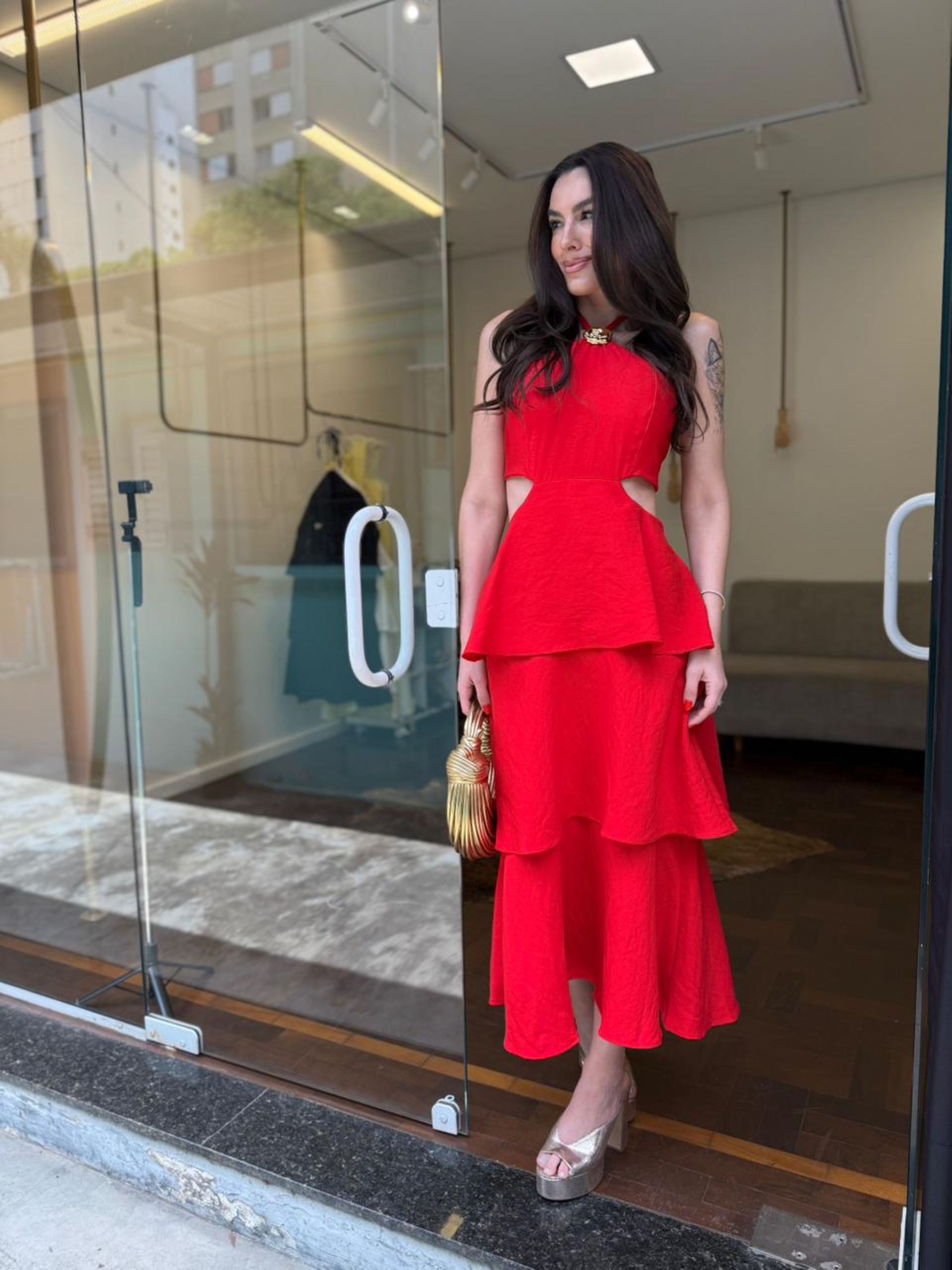 Vestido Camadas Gabi - Vermelho