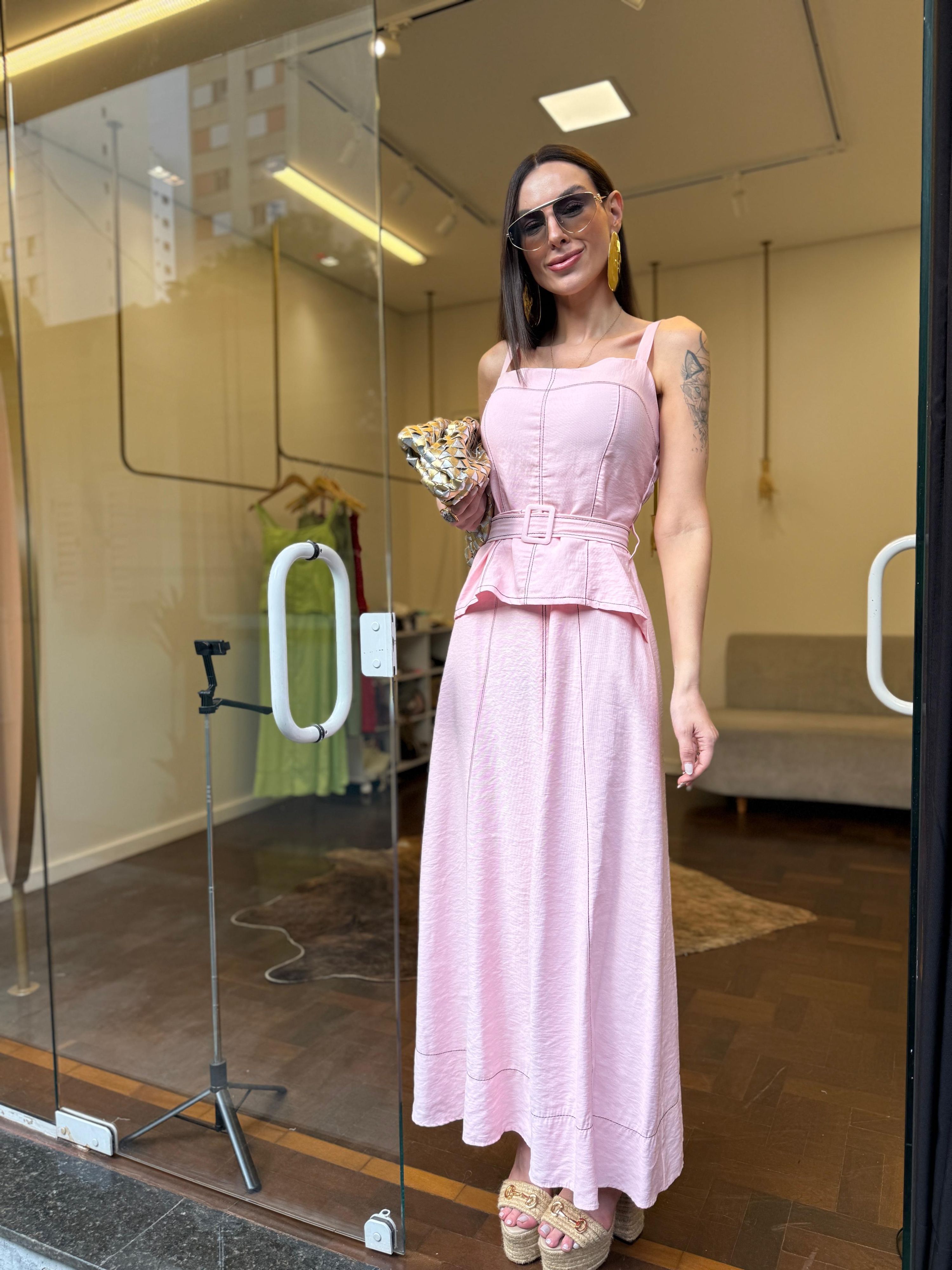 Vestido Pesponto Alfaiataria Marrant - Rosa