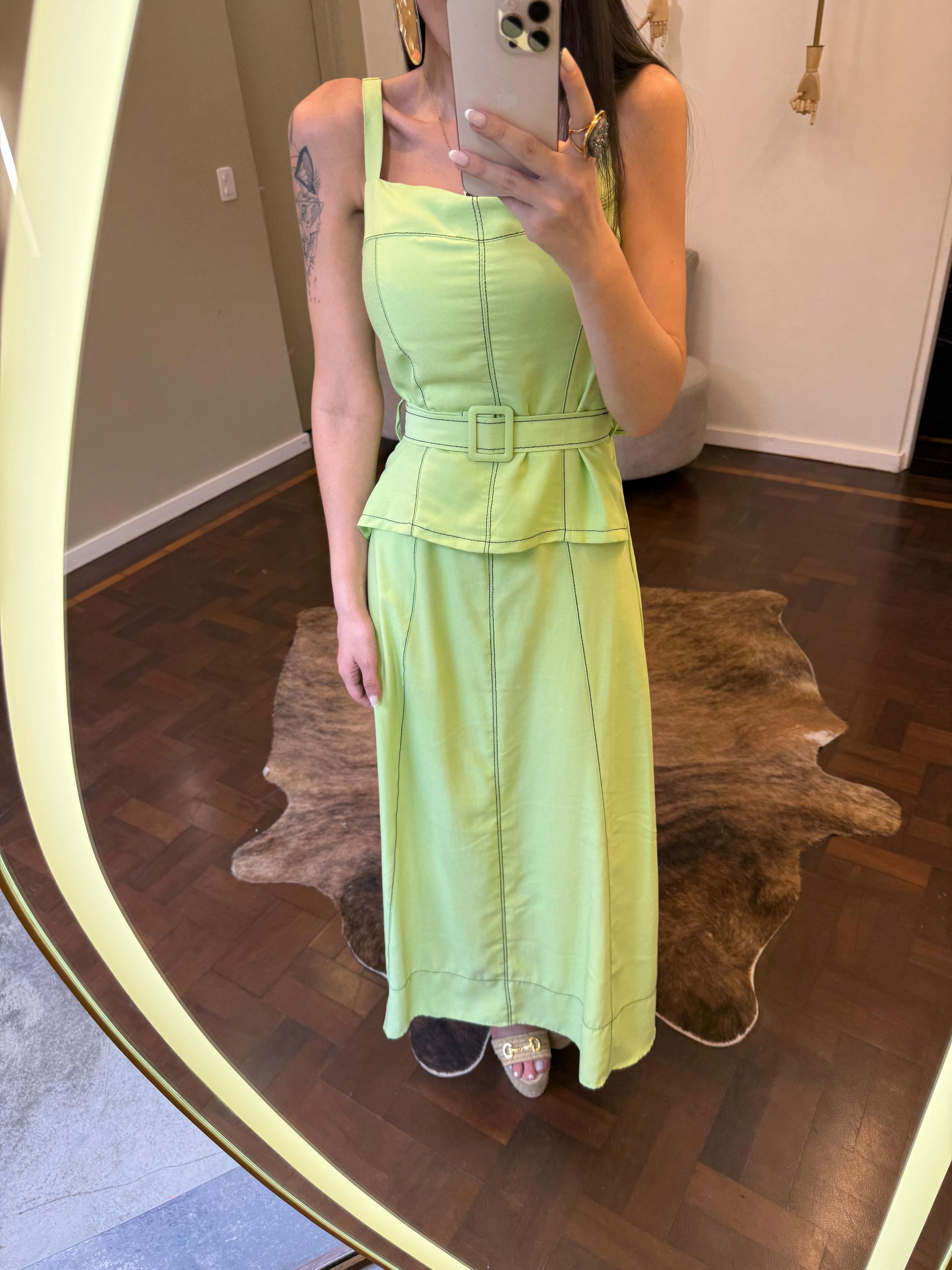 Vestido Pesponto Alfaiataria Marrant - Verde