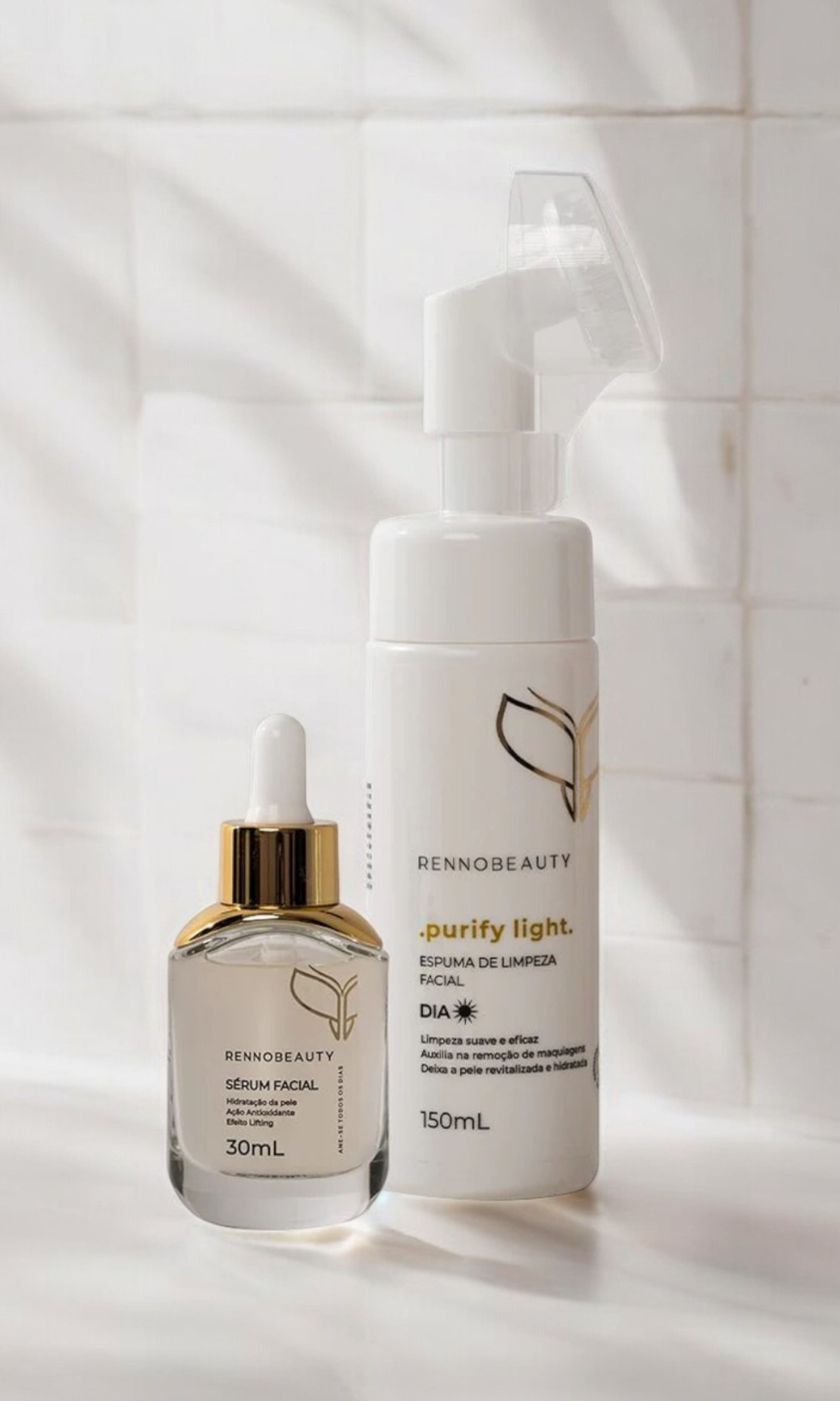 Kit 2 Em 1- Sérum Facial e Espuma de Limpeza Facia... - RENNO BEAUTY