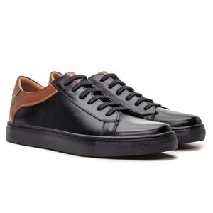 Sapato Masculino Enzo Couro Latego Preto/Whisky - Alex Senne | Sapatos Sociais Premium