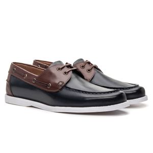 Sapato Masculino Vitor Couro Latego Marinho/Mouro - Alex Senne | Sapatos Sociais Premium