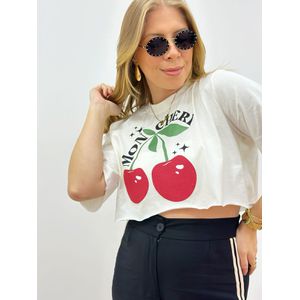 T-Shirt Cropped Cherry Branca - cereja3 - Ana G Store