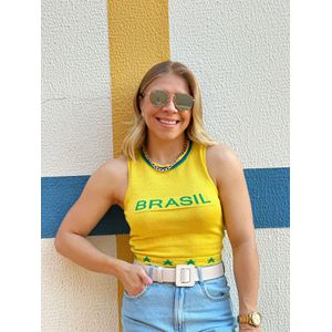 Cropped Brasil Amarelo - BRASI - Ana G Store