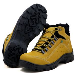 Coturno Adventure para trekking em couro mostarda ... - Atron Shoes