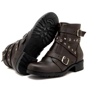 Coturno feminino cano curto em couro legítimo na c... - Atron Shoes