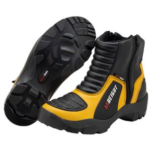 Bota motociclista com altura de até 9cm em couro l... - Atron Shoes