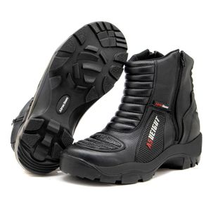 Bota motociclista com altura de até 9cm em couro l... - Atron Shoes